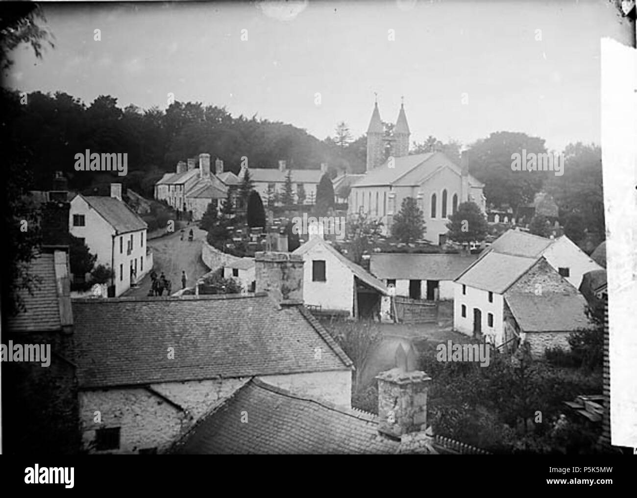 [A view of Betws-yn-Rhos from Cae'r Person] [graphic].. 1 negative : glass, dry plate, b&w ; 12 x 16.5 cm. circa 1885. Thomas, John, 47 A view of Betws-yn-Rhos from Cae'r Person NLW3362960 Stock Photo