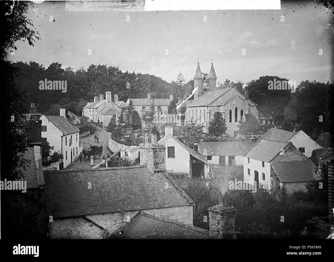 [A view of Betws-yn-Rhos from Cae'r Person] [graphic].. 1 negative : glass, dry plate, b&w ; 12 x 16.5 cm. circa 1885. Thomas, John, 47 A view of Betws-yn-Rhos from Cae'r Person NLW3362961 Stock Photo