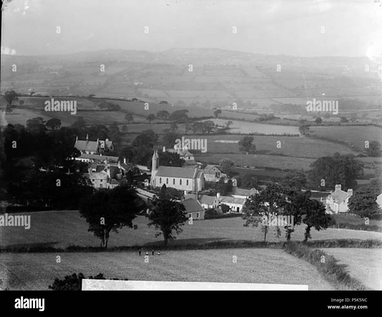 [A view of Betws-yn-Rhos from the hill] [graphic].. 1 negative : glass, dry plate, b&w ; 16.5 x 21.5 cm. circa 1885. Thomas, John, 47 A view of Betws-yn-Rhos from the hill NLW3361270 Stock Photo
