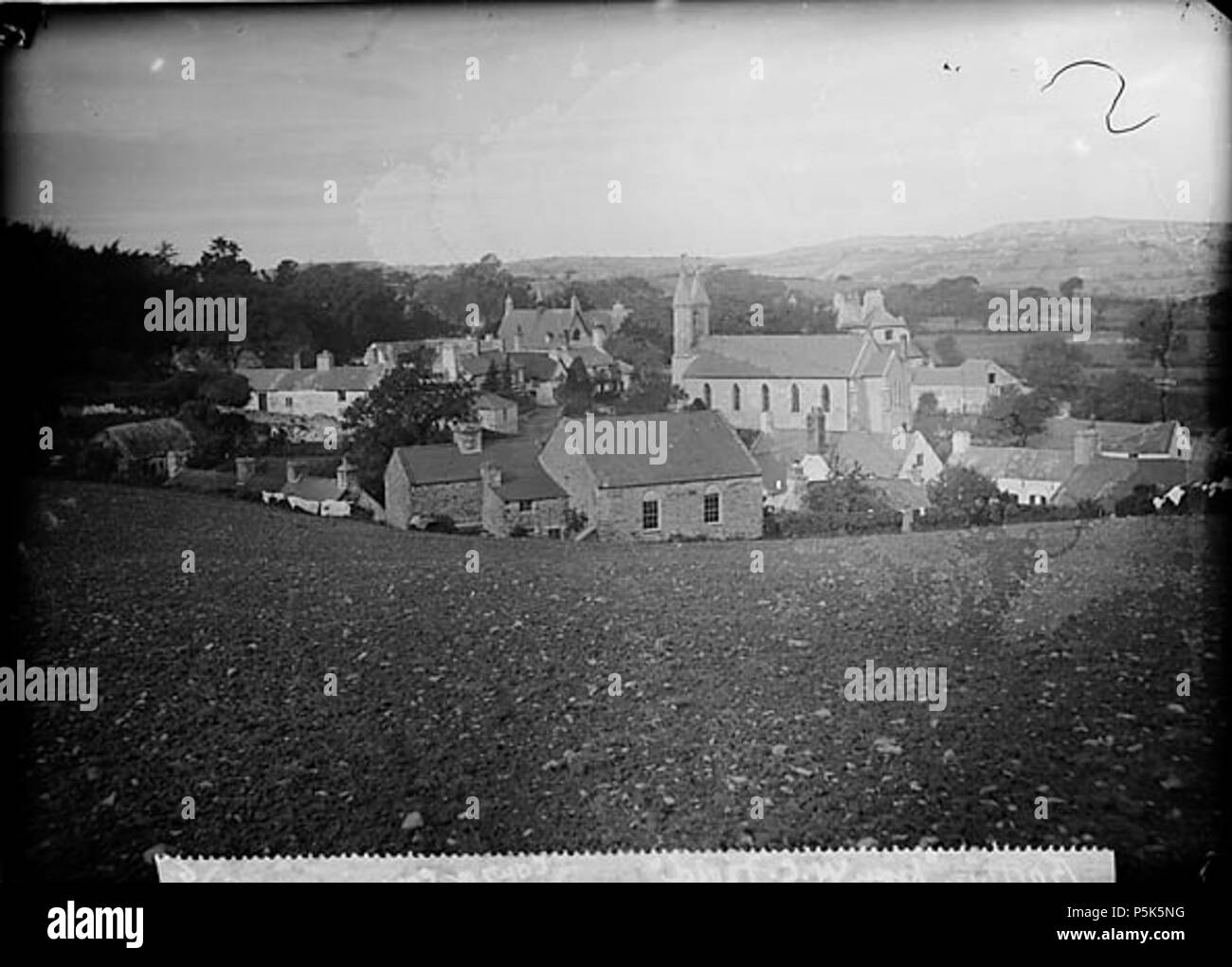 [A view of Betws-yn-Rhos from W.C. field] [graphic].. 1 negative : glass, dry plate, b&w ; 12 x 16.5 cm. circa 1885. Thomas, John, 47 A view of Betws-yn-Rhos from W.C. field NLW3362962 Stock Photo