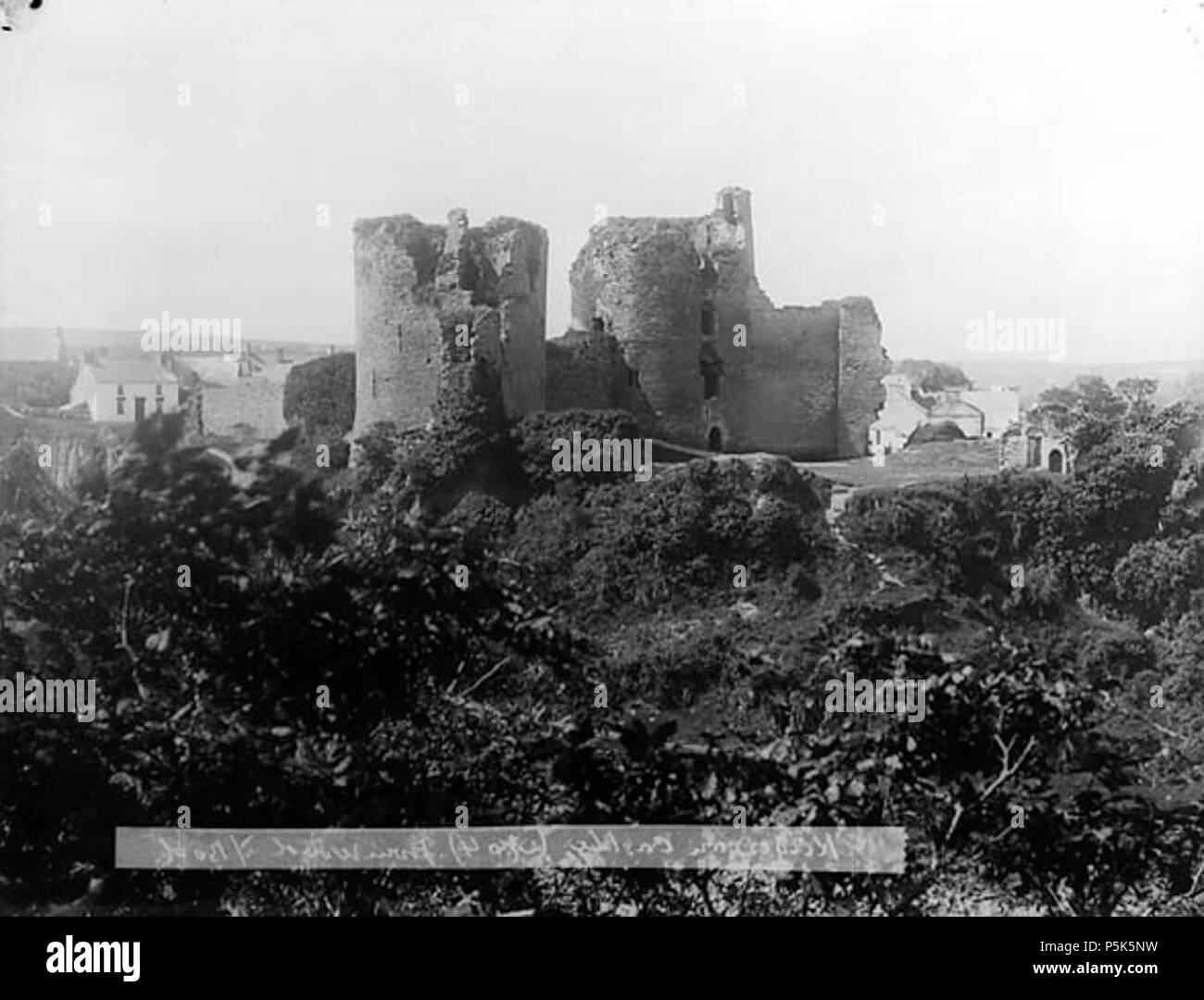 [A view of Cilgerran castle from the wood] [graphic].. 1 negative : glass, dry plate, b&w ; 16.5 x 21.5 cm. circa 1885. Thomas, John, 47 A view of Cilgerran castle from the wood NLW3361150 Stock Photo
