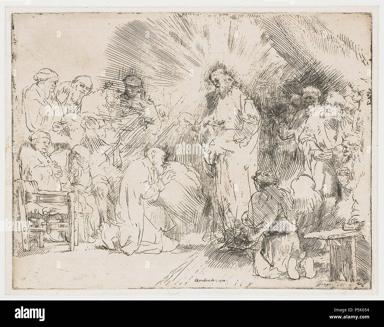 Christ Appearing to the Apostles  1656. N/A 158 B089 Rembrandt Stock Photo