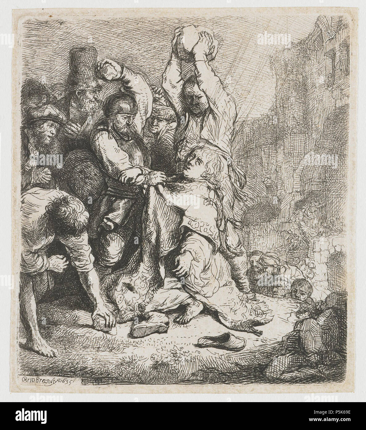 The lapidation of Saint Stephen  1635. N/A 158 B097 Rembrandt Stock Photo