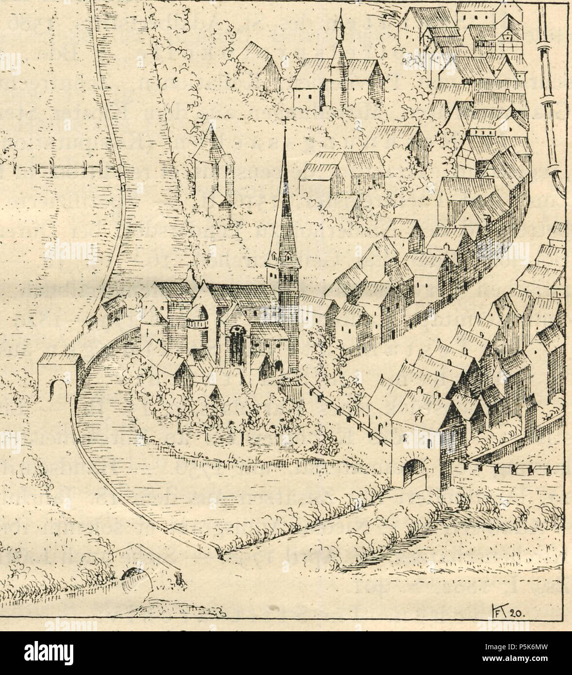N/A. Deutsch: Aufsicht St. Adalbert in Aachen 1572 . 1572. Unknown 50 AAC1572 Stock Photo