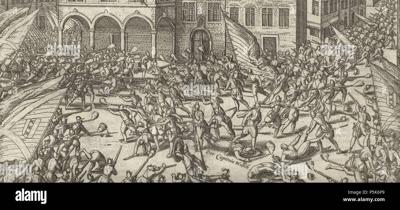 N/A. English: Attack on Amsterdam 1577 . 16th century/16e eeuws 1577 - 1579. Franz Hogenberg 50 Aanslag op Amsterdam 1577 -1 Stock Photo