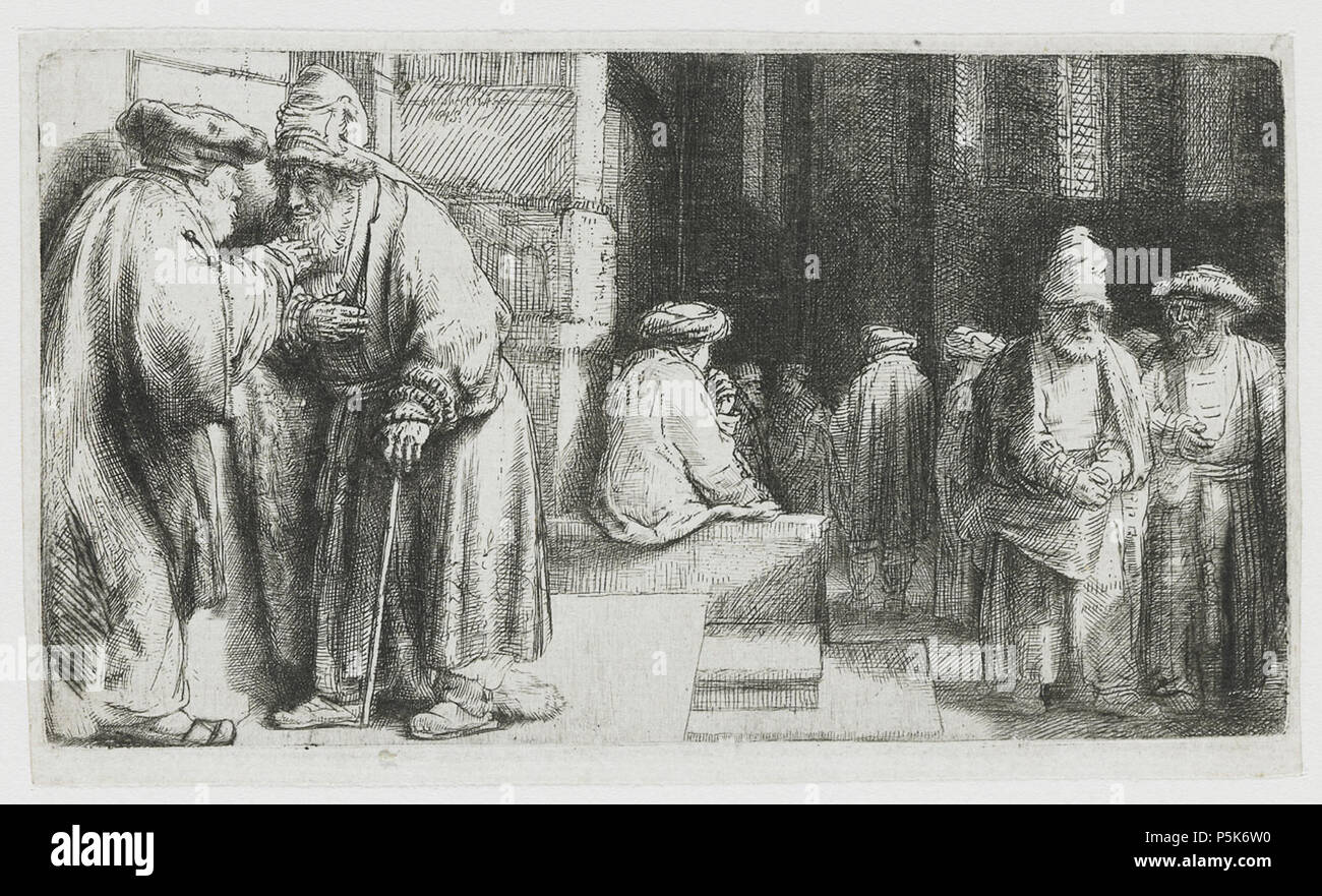 Pharisees in the Temple  1648. N/A 158 B126 Rembrandt Stock Photo
