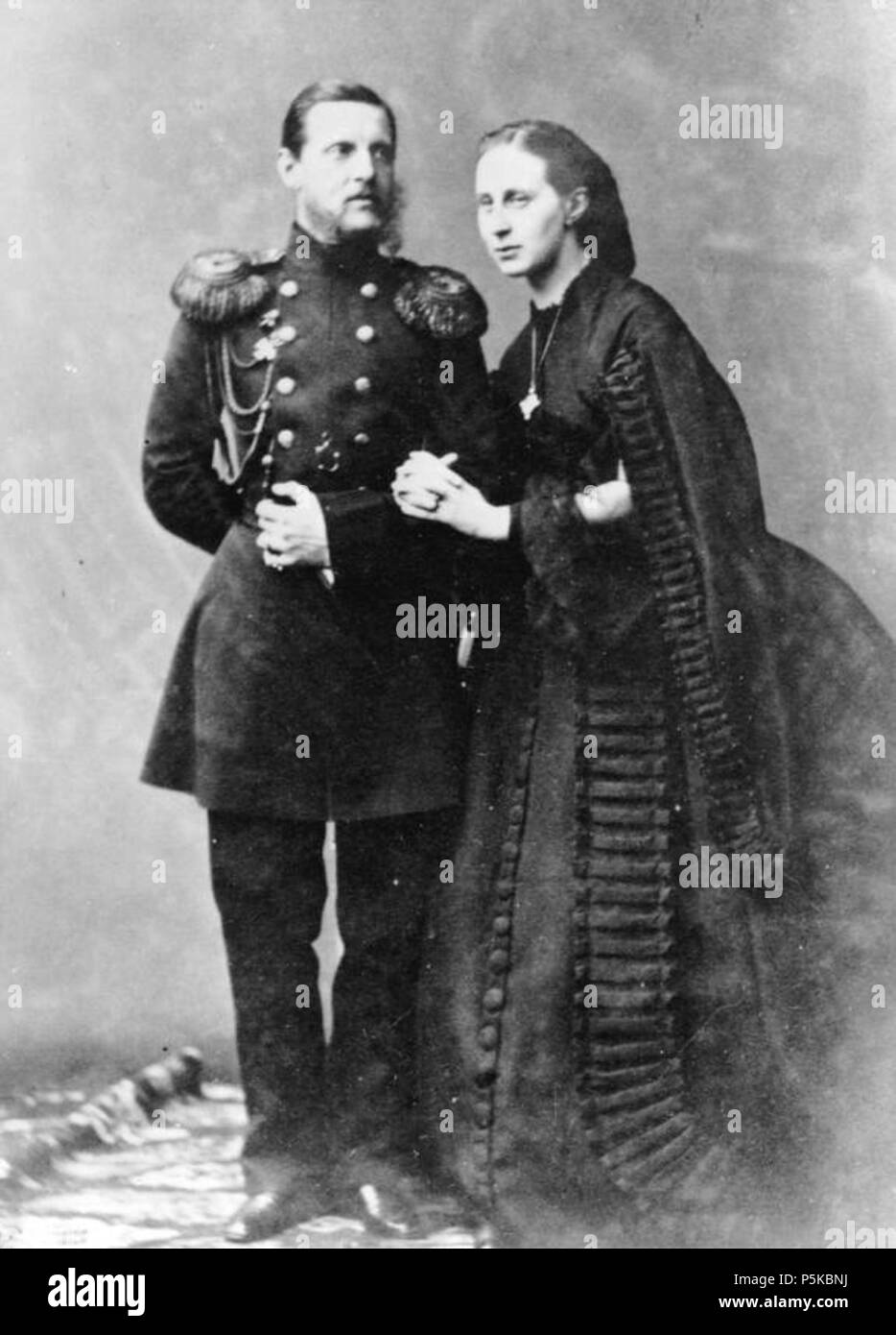 N/A. English: Grand Duchess Alexandra Iosifovna and husband Grand Duke Konstantin Nikolayevich of Russia . Early to mid 1860s. Unknown - photo dates to mid 1860s 82 Alexandra Iosifovna and husband Konstantin Nikolayevich Stock Photo