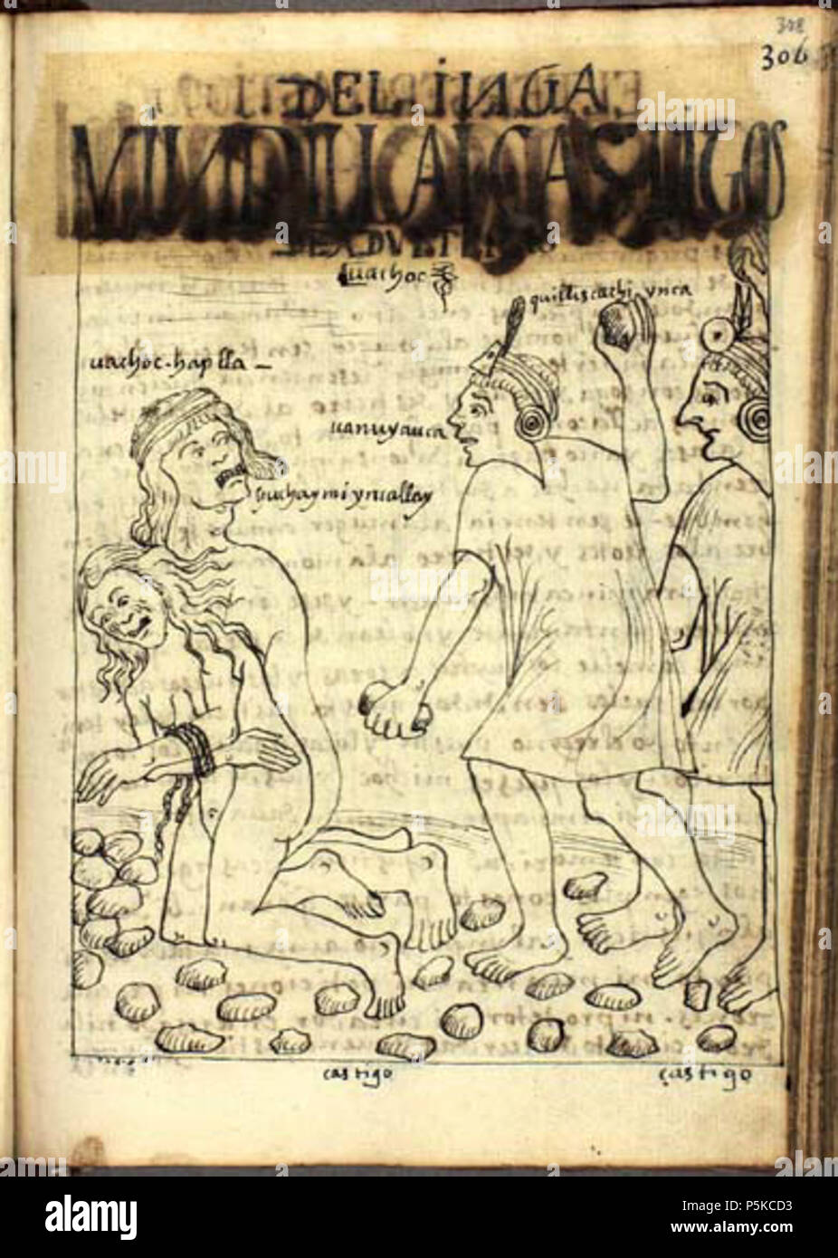 N/A. Adulteri . 1615. Guaman Poma de Ayala 63 Adulteri Stock Photo