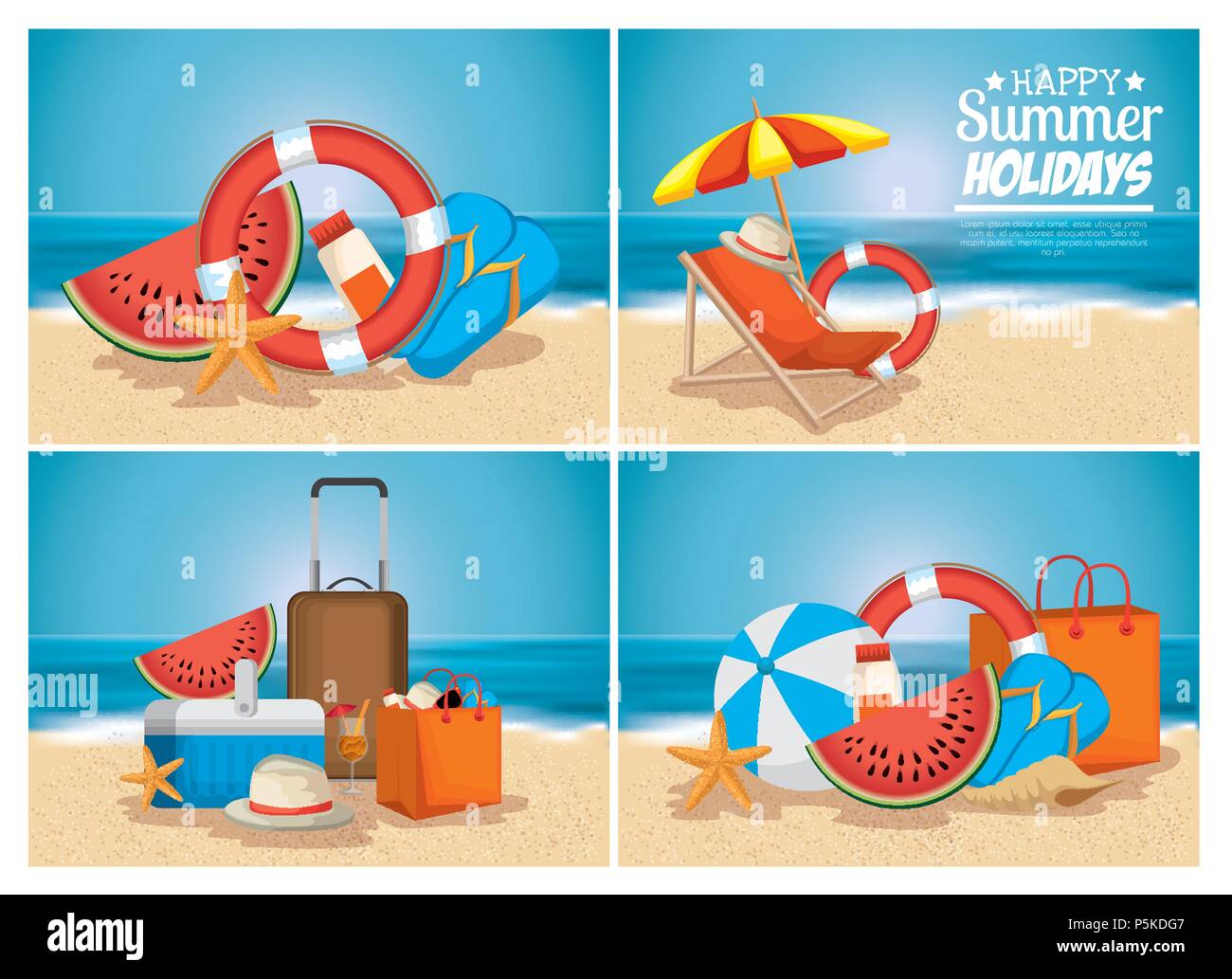 summer holidays beach scene Stock Vector Image & Art - Alamy