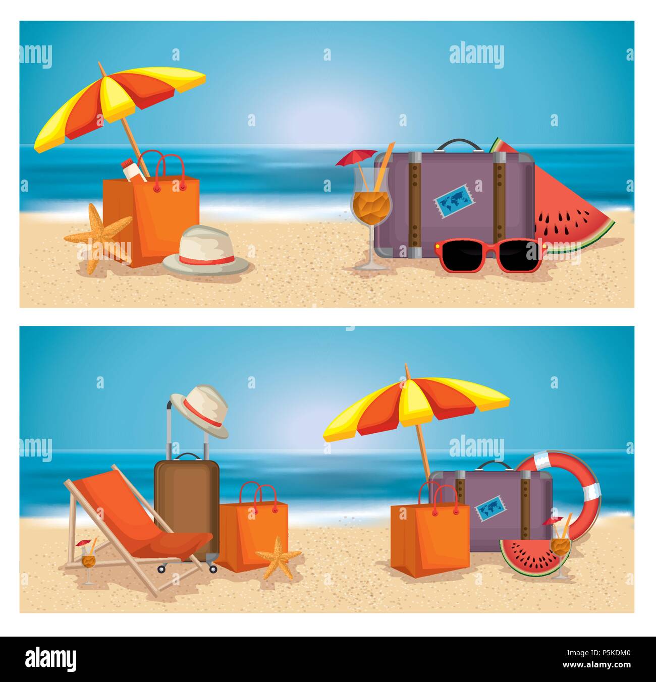 summer holidays beach scene Stock Vector Image & Art - Alamy