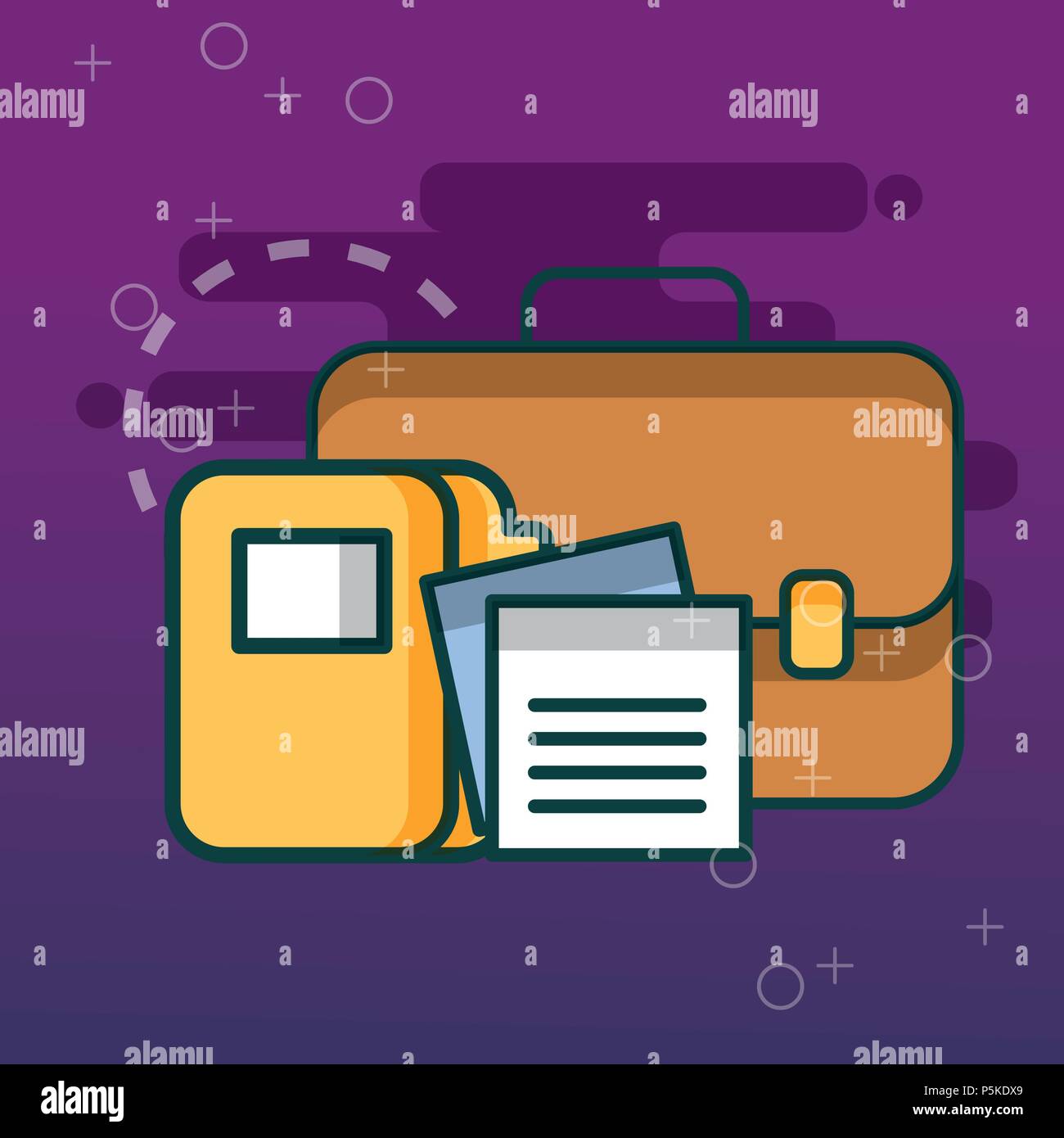 business briefcase folder and paper document office vector illustration