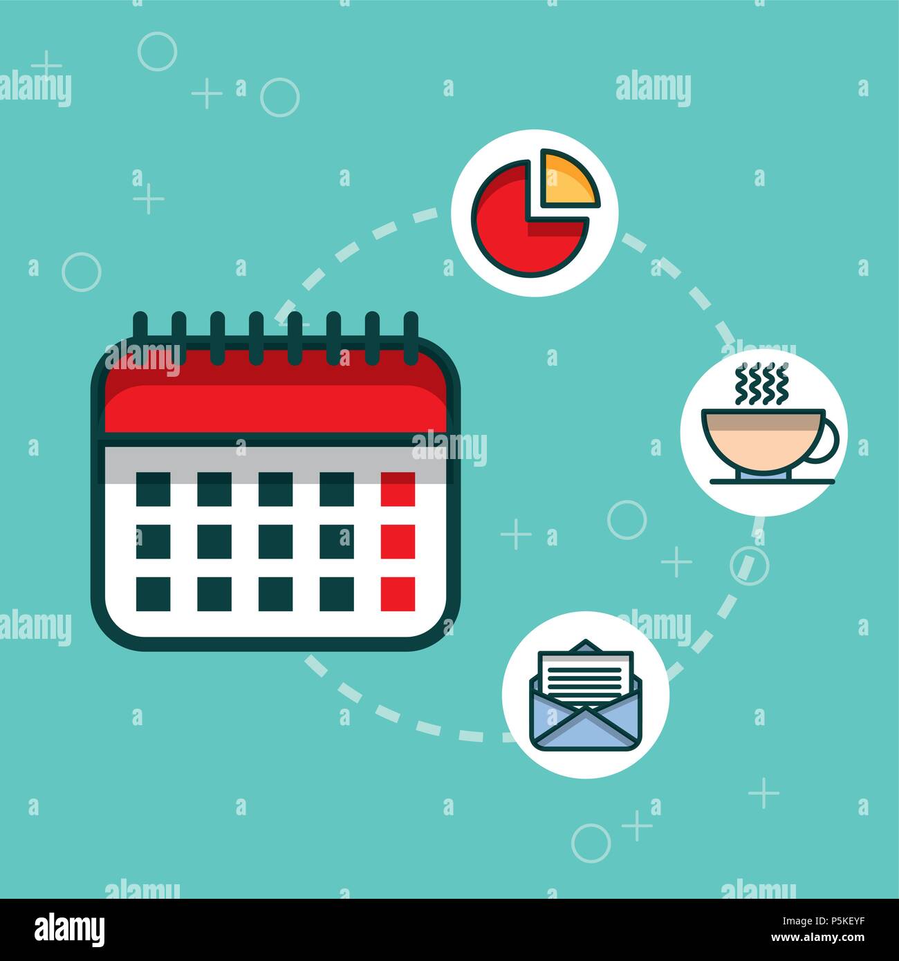 business calendar chart email coffee cup office Stock Vector Image Calendar Chart Design