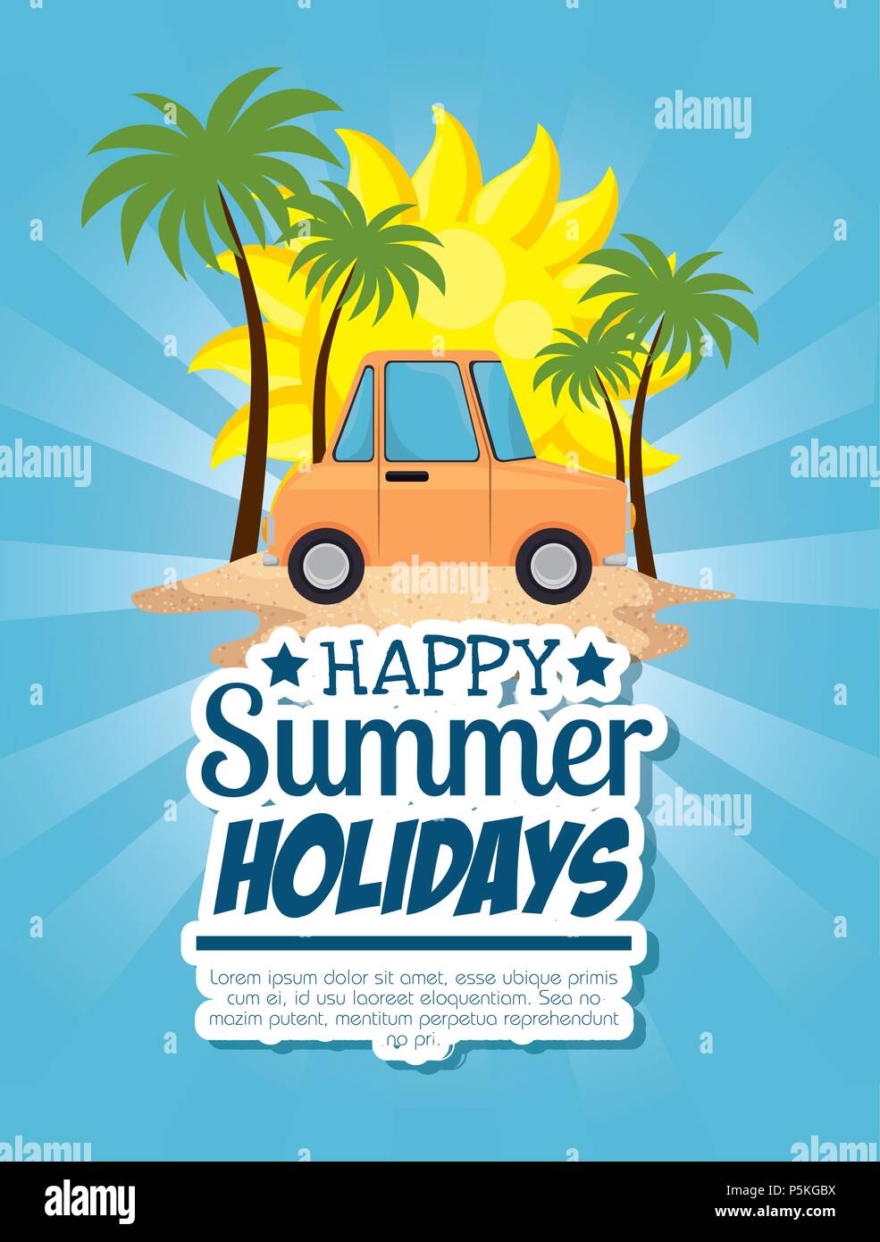 beach with summer holidays icons Stock Vector