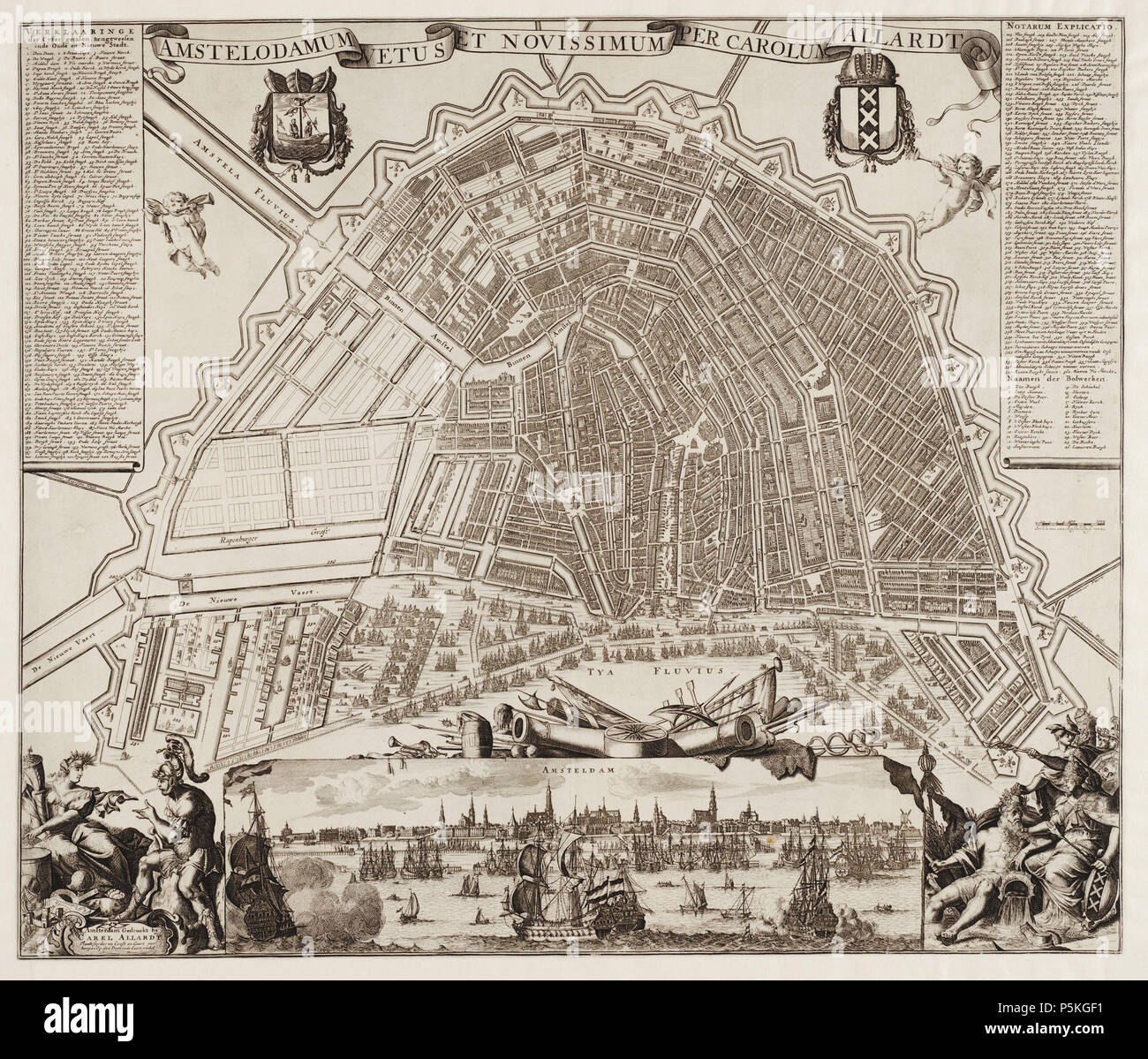 N/A. Nederlands: Beschrijving Amstelodamum Vetus Et Novissmum Kaart van Amsterdam. 3e uitgave. Schaal ca. 1:7.900. Uitgegeven door Carel Allardt. Oriëntatie: zuidzuidwest boven. Documenttype kaart Vervaardiger Allard, Carel (1648-1709) Collectie Collectie Atlas Splitgerber Datering 1682 t/m 1683 Inventarissen http://archief.amsterdam/archief/10001/18 Afbeeldingsbestand 010001000835 + - 70%%%%%%%% Leaflet . 1682 t/m 1683. Allard, Carel (1648-1709) 85 Allard, Carel (1648-1709), Afb 010001000835 Stock Photo