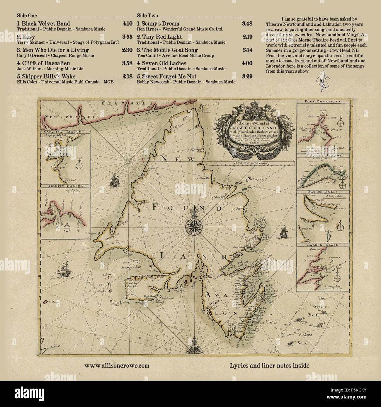 N A English This Image Represents The Back Cover Art Of Allison Crowe S Album Lp Newfoundland Vinyl Released In Summer 13 25 June 13 Adrian22 86 Allison Crowe Newfoundland Vinyl Album Back Cover Stock