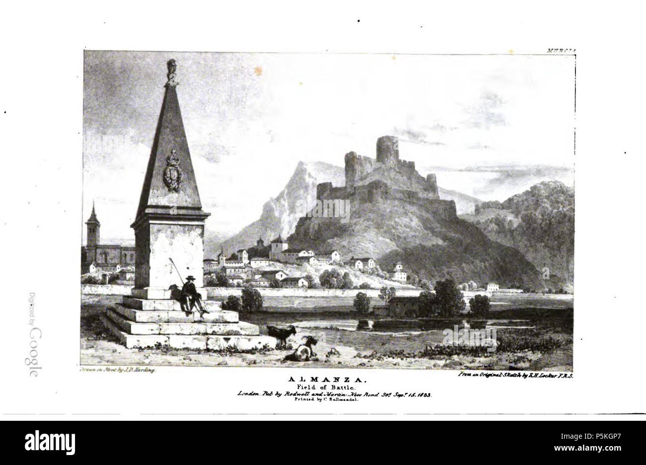 N/A. English: Almanza (work 'Views in Spain') . 1823. Edward Hawke Locker (1777-1849) 86 Almansa 1823 Edward Hawke Locker Stock Photo