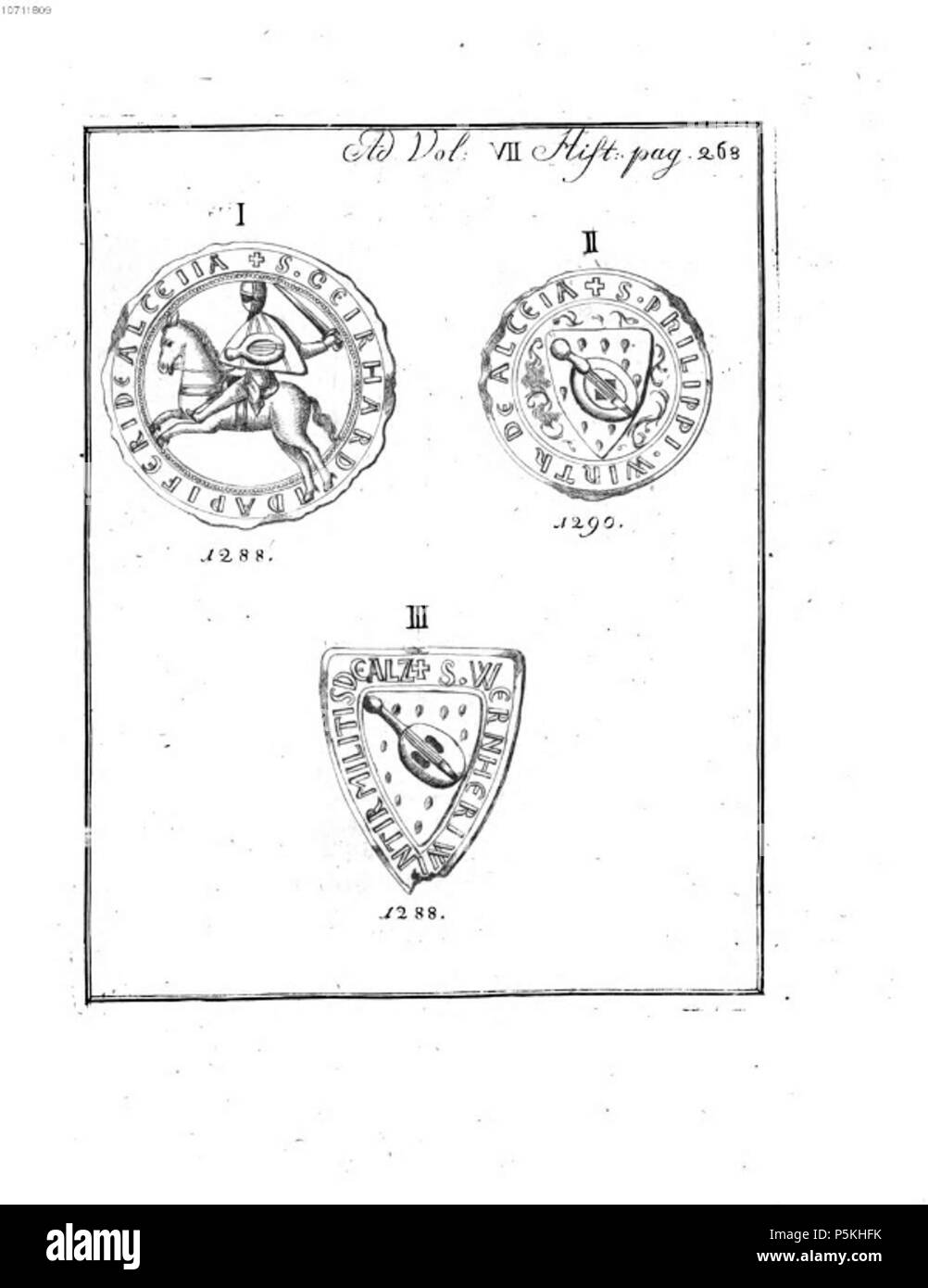 N/A. Siegel von Fiedler-Wappen Alzeyer adeliger Familien bei Lamey . 1794. Unknown 91 Alzey fiedlerwappen Stock Photo