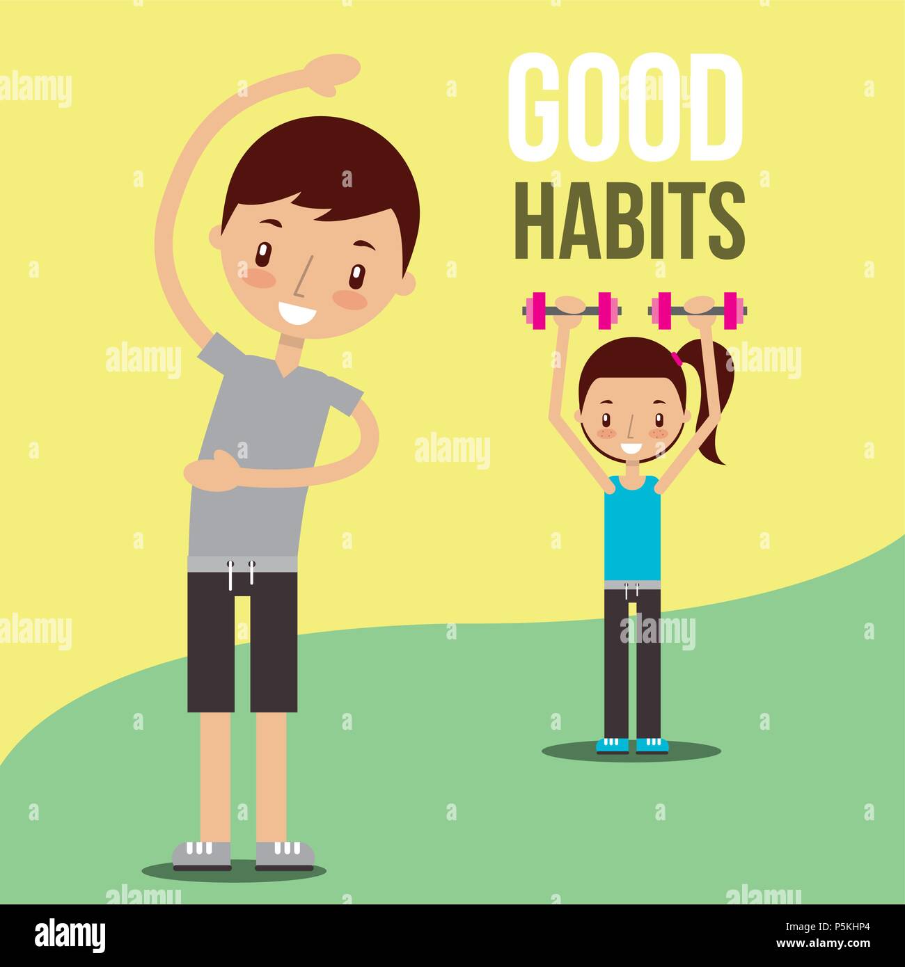 boy and girl healthy good habits Stock Vector Image & Art - Alamy