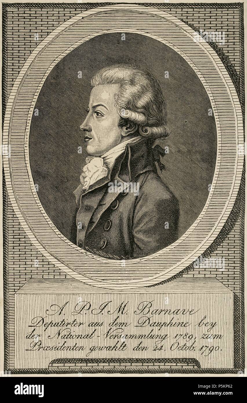 Antoine Barnave (1761-1793). French politician. Engraving in The ...