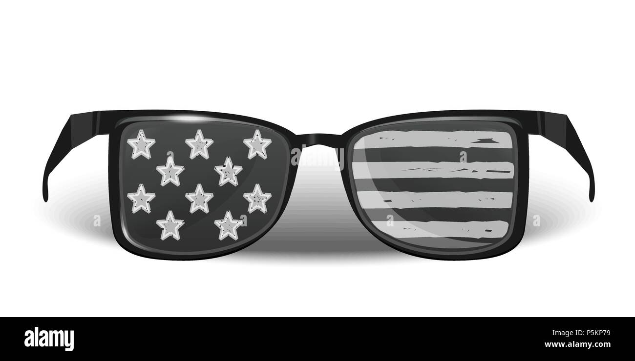 USA flag on sunglasses accessory. United States of America glasses. Glasses with a picture of