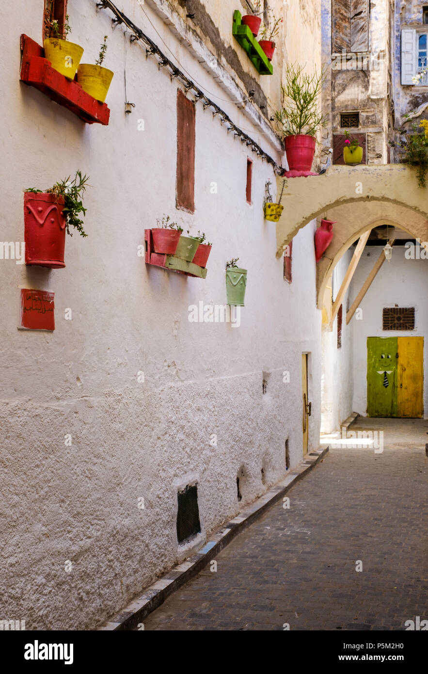 FEZ, MOROCCO - CIRCA APRIL 2017:  Alleyway at the Medina in Fez Stock Photo