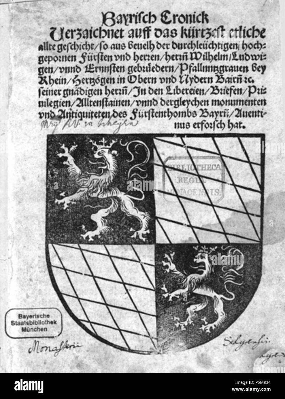 154 Aventinus, Bayrisch Cronick (sic.), ca. 1519 Stock Photo