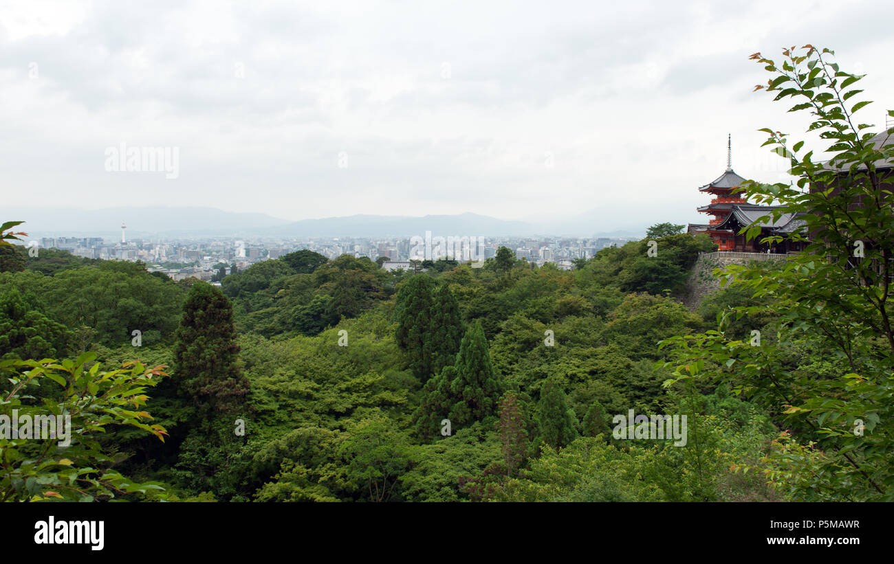 Kyoto city view from Kiyomizudera temple Stock Photo