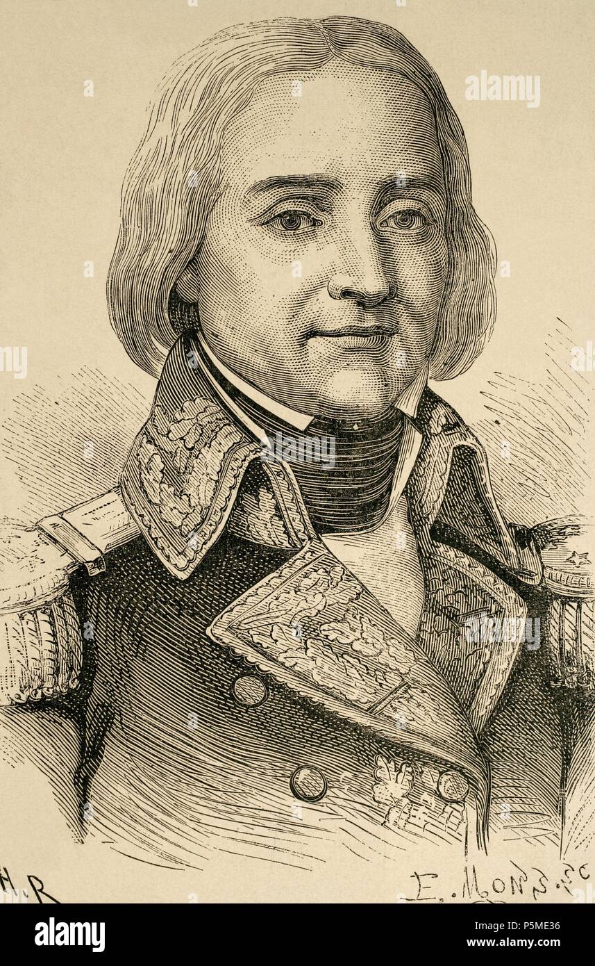 Franc ois-Paul Brueys d'Aigalliers, count of Brueys (1753-1798). French commander. Engraving of The Universal History, 1885. Stock Photo