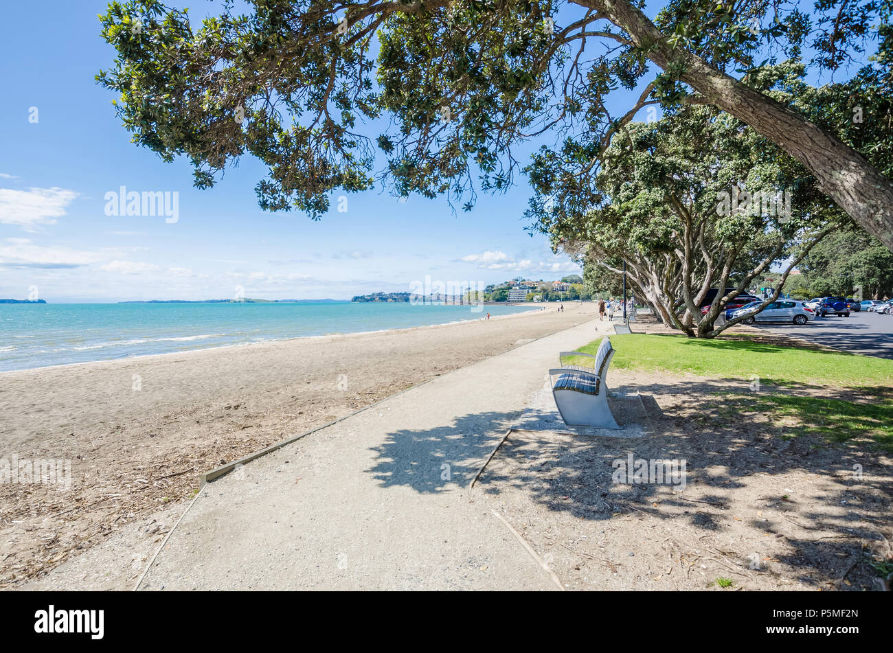 Mission Bay is a beautiful white-sand beach which is located at Auckland,New Zealand Stock Photo