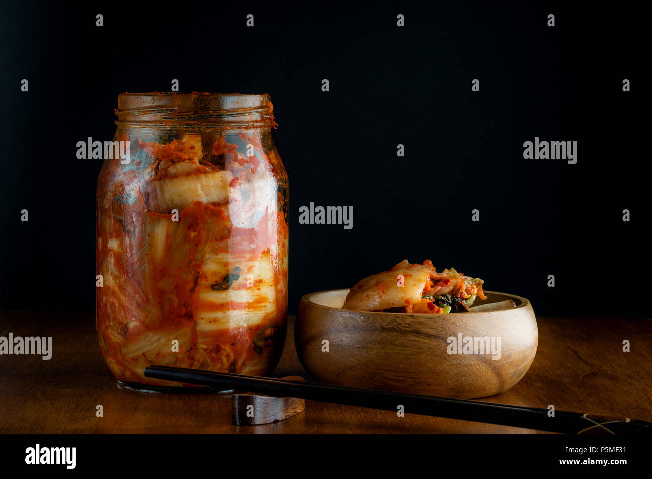 Home made kimchi on jar Stock Photo