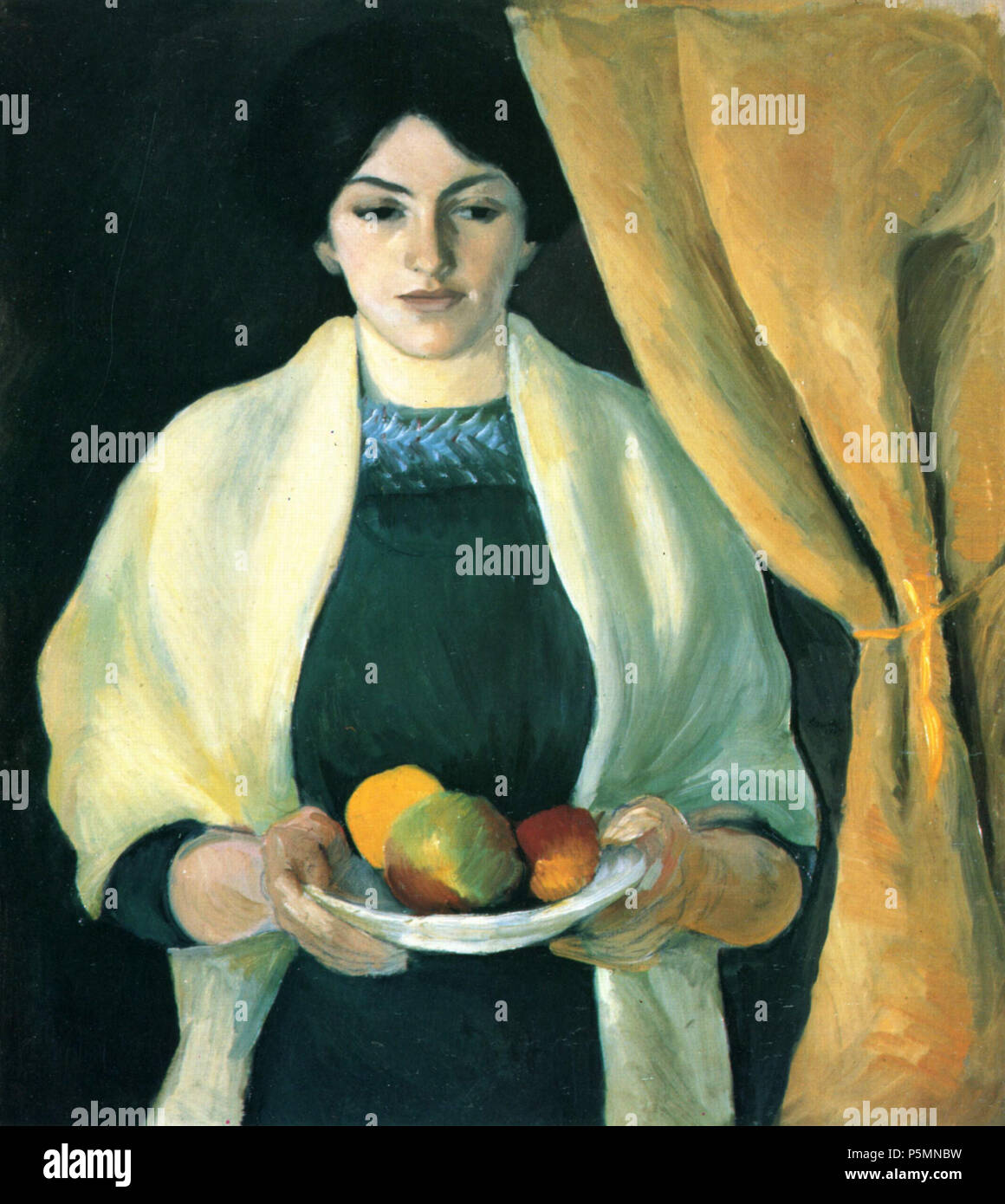German: Porträt mit Äpfeln (Porträt der Frau des Künstlers)  1909. N/A 150 August Macke 038 Stock Photo