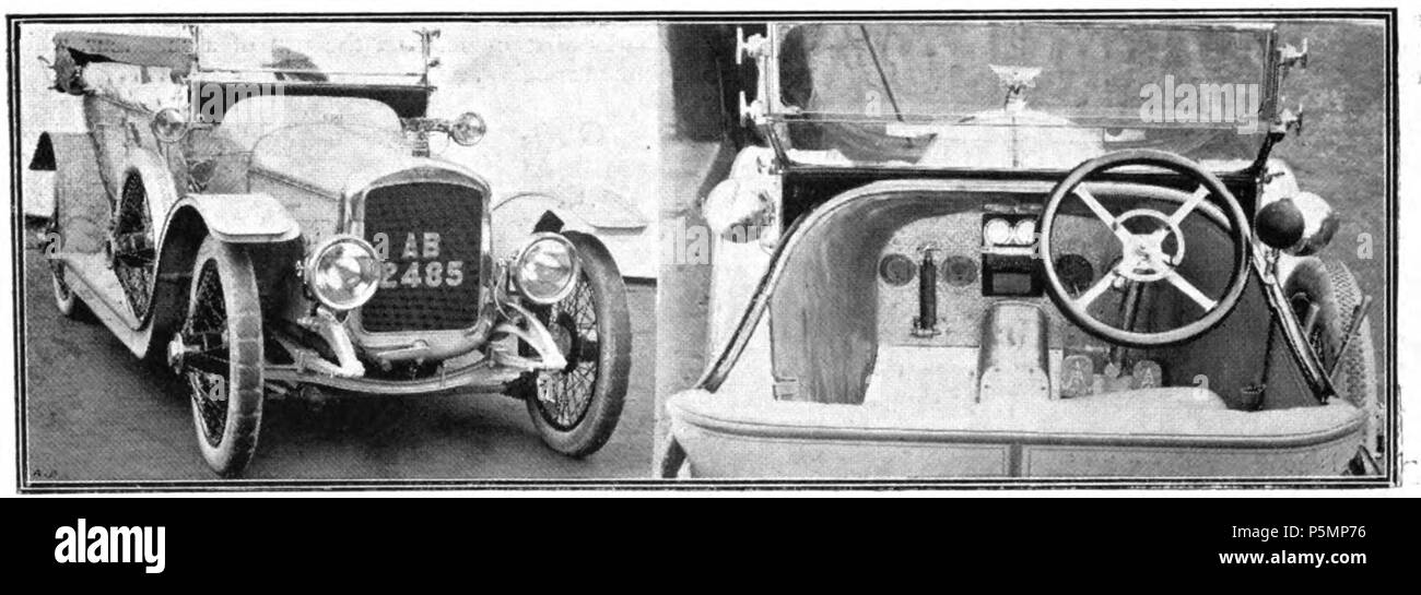 N/A. English: Thought to be a Defiance torpedo body At last we have something really novel in coachwork design and it originates from the Austin factory where the coachwork is not even second in excellence to the chassis construction. The above photograph shows a type of touring body that is a distinct departure in appearance from stereotyped lines without being bizarre and is graceful without being fanciful. 9 November 1912. Unknown 153 Austin 40 f and i 19121109 Stock Photo