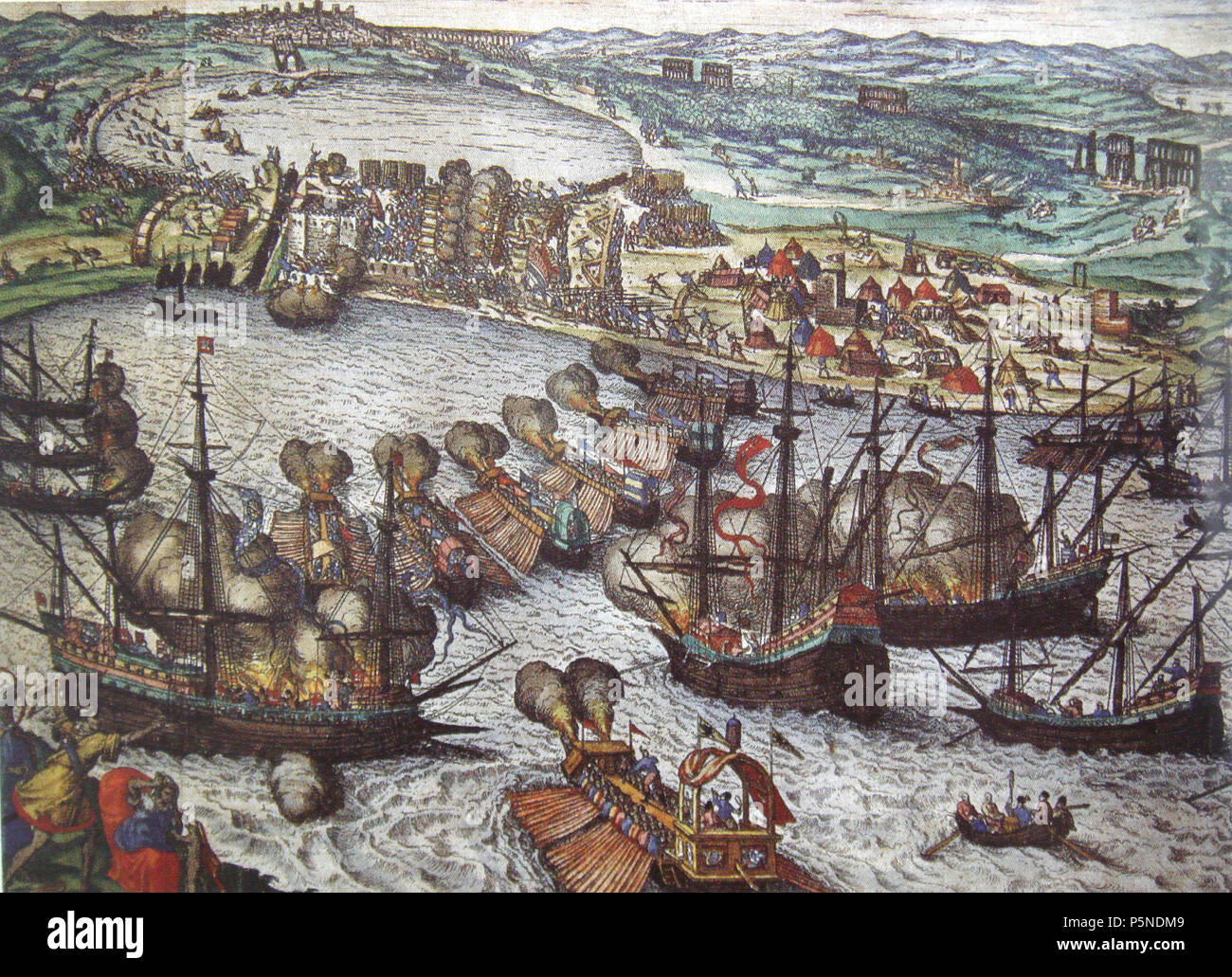 Battle of Tunis 1535 Attack on Goletta  16th century.    Frans Hogenberg  (before 1540–1590)    Alternative names Franz Hogenberg, Frans Hogenbergh, Frans Hogenberch  Description Flemish engraver and cartographer  Date of birth/death before 1540 1590  Location of birth/death Mechelen Cologne  Work period 1568-1588  Work location Antwerp (1568), London (1568), Cologne (1570-1585), Hamburg (1585-1588), Denmark (1588)  Authority control  : Q959748 VIAF:100197099 ISNI:0000 0001 1839 1431 ULAN:500000956 LCCN:n50043890 WGA:HOGENBERG, Frans WorldCat      After Jan Cornelisz Vermeyen  (circa 1504–1559 Stock Photo