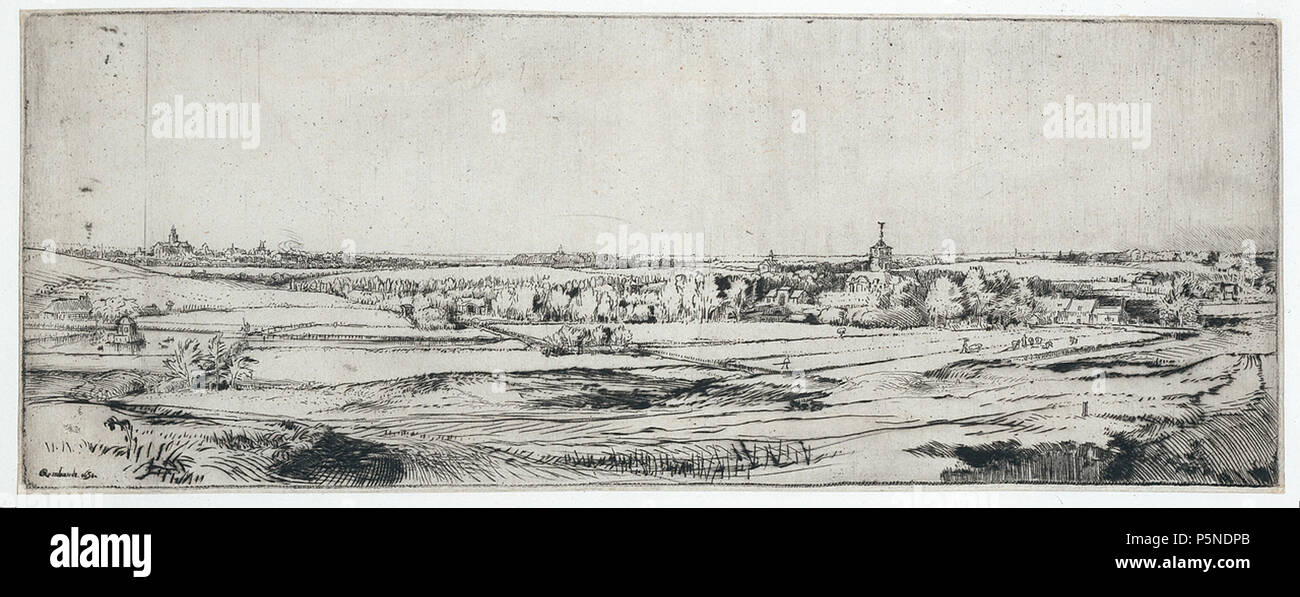 The View of Bloemendaal with the Saxenburg Country Estate  1651. N/A 159 B234 Rembrandt Stock Photo