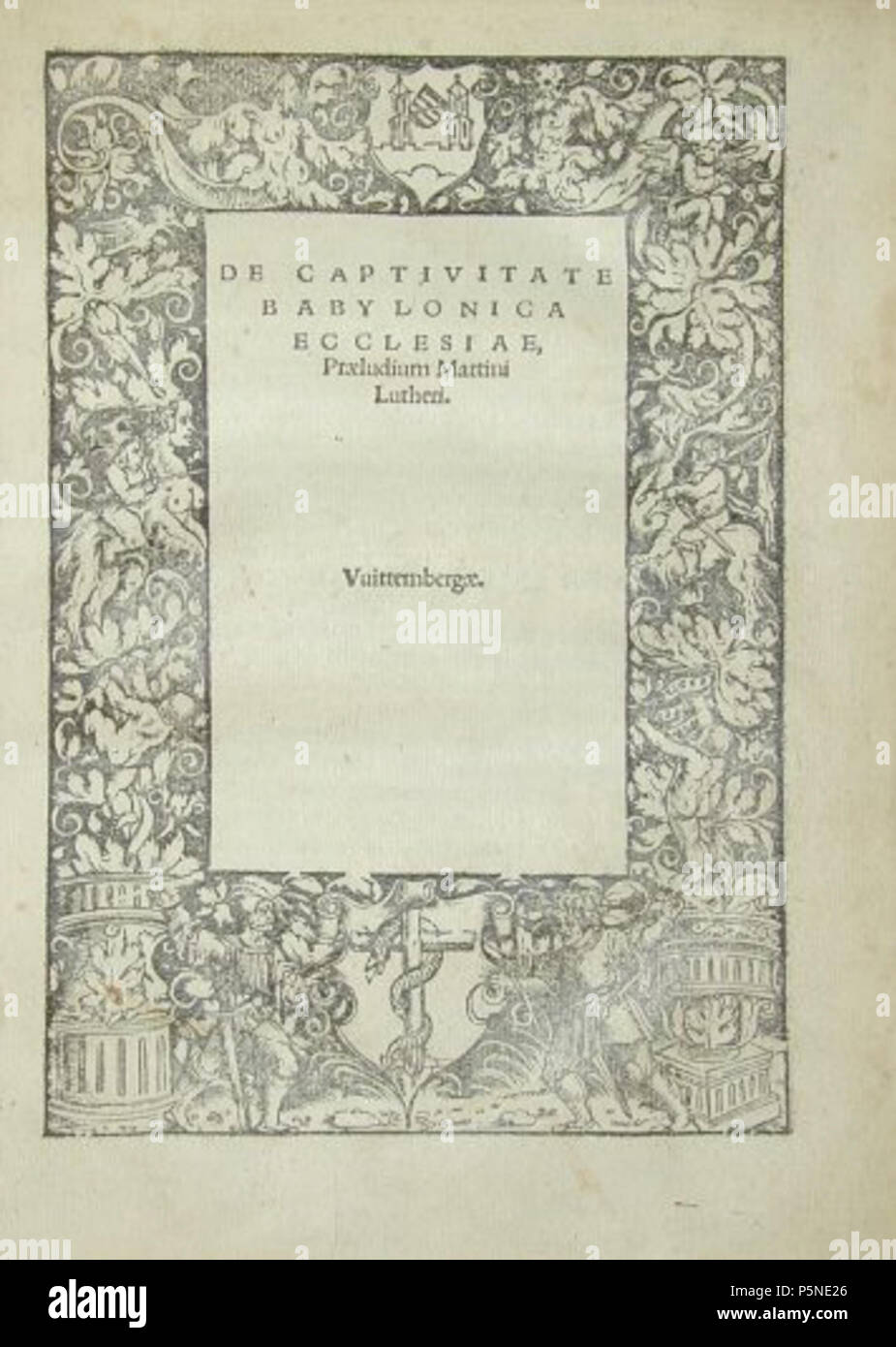 N/A. Front page to Martin Luther treatise . 1520.   Martin Luther  (1483–1546)       Alternative names Martin Luther; Martin Luder; Martin Lutero  Description German linguist, translator, theologian, writer, professor and monk  Date of birth/death 10 November 1483 18 February 1546  Location of birth/death Eisleben Eisleben  Authority control  : Q9554 VIAF:14773105 ISNI:0000 0001 2121 4073 ULAN:500321766 LCCN:n79089628 NLA:35316366 WorldCat 160 Babylonian captivity of the church Stock Photo