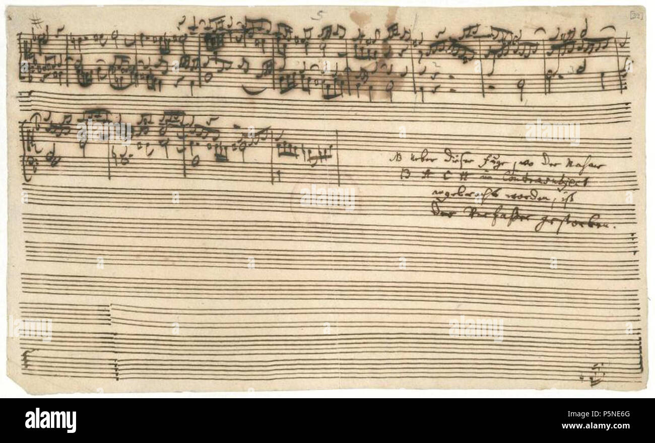 N A English The Last Page Unfinished Of The Manuscript Of The Fuga A 3 Soggetti From The Art Of Fugue Bwv 1080 By Johann Sebastian Bach The Note Of Carl Philipp Emanuel