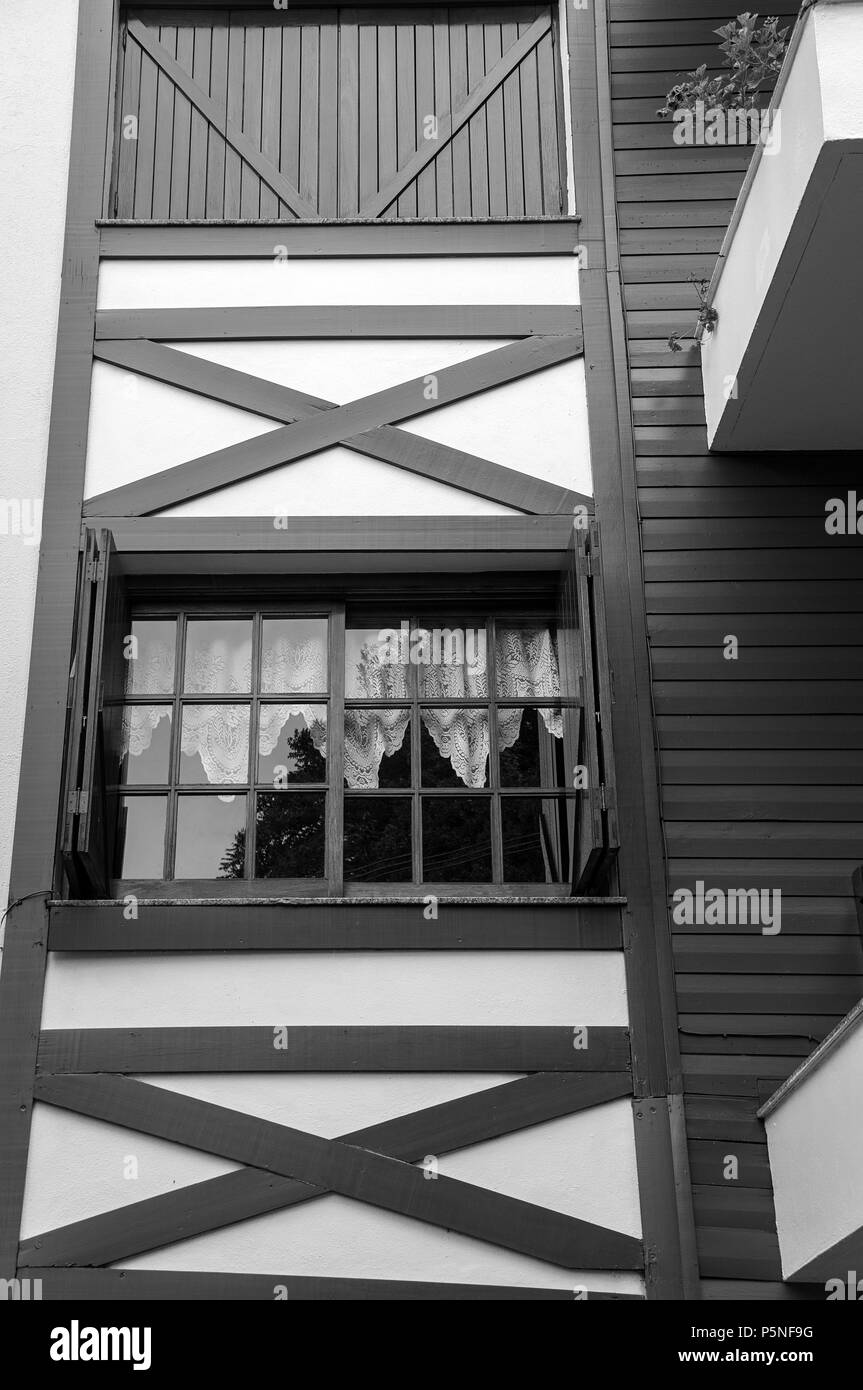 colonial german wooden architecture curtain window rustic black white