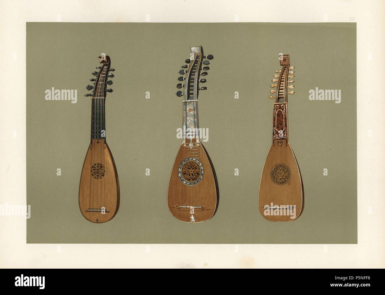 Pandurina or discant lute from 1734 (left), Milanese mandoline lute