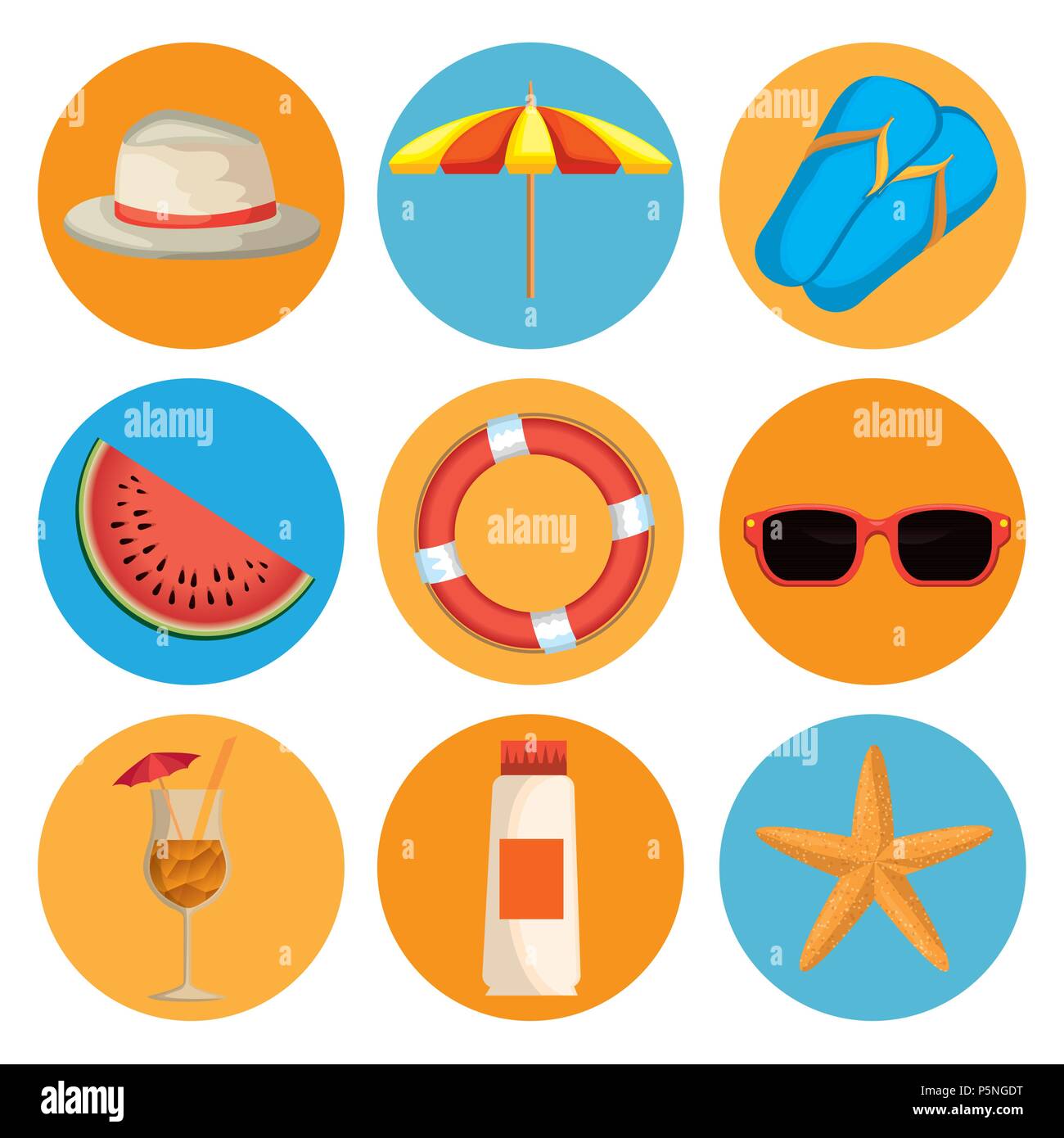 summer holidays set icons Stock Vector Image & Art Alamy