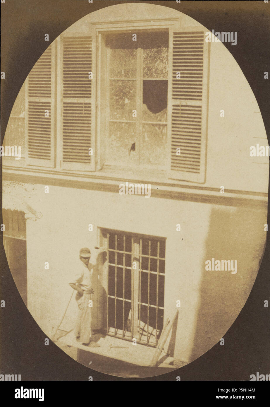 Construction Worker, Paris; Hippolyte Bayard, French, 1801 - 1887; about 1845 - 1847; Salted paper print from a Calotype negative; Image: 16.6 x 11.7 cm (6 9/16 x 4 5/8 in.), Sheet: 16.8 x 12 cm (6 5/8 x 4 3/4 in.); 84.XO.968.82 178 Bayard Construction Worker, Paris Stock Photo