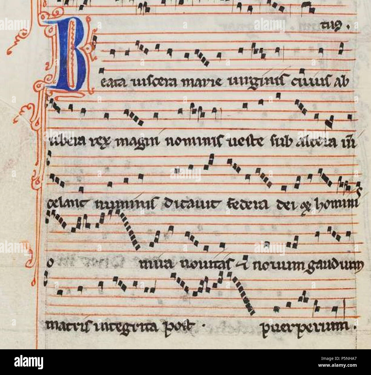 N/A. English: Conductus 'Beata viscera' by Perotin from Wolfenbüttel 1099.  Text attributed to Philip the Chancellor. circa 1200. Perotin 179 Beata  viscera Stock Photo - Alamy