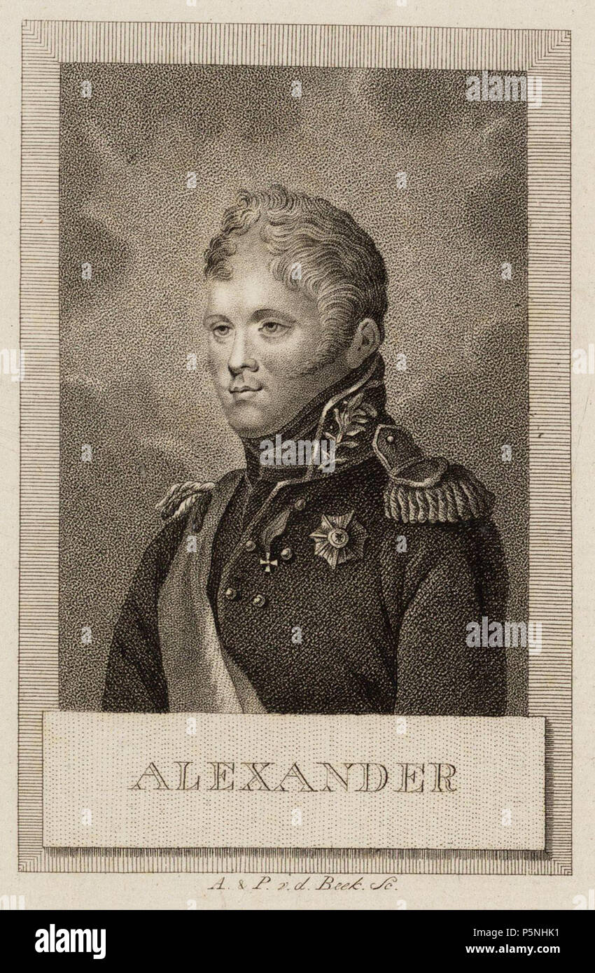 N/A. Nederlands: Beschrijving Czaar Alexander I (1777-1825) Czaar van Rusland van 1801-1825 en koning van Polen van 1815-1825; zwager van koning Willem II. Stippelets. Afmetingen: 120x80 mm. Documenttype prent Vervaardiger Beek, Pieter van der (1785-...) Beek, Antonie van der (1783-1852) Collectie Collectie Stadsarchief Amsterdam: tekeningen en prenten Datering 1801 t/m 1820 ca. Geportretteerde Alexander I (Tsaar van Rusland, 1777-1825) Inventarissen http://archief.amsterdam/archief/10097/010097009594 Afbeeldingsbestand 010097009594 . 1801 t/m 1820 ca.. Beek, Antonie van der (1783-1852) 180 Be Stock Photo