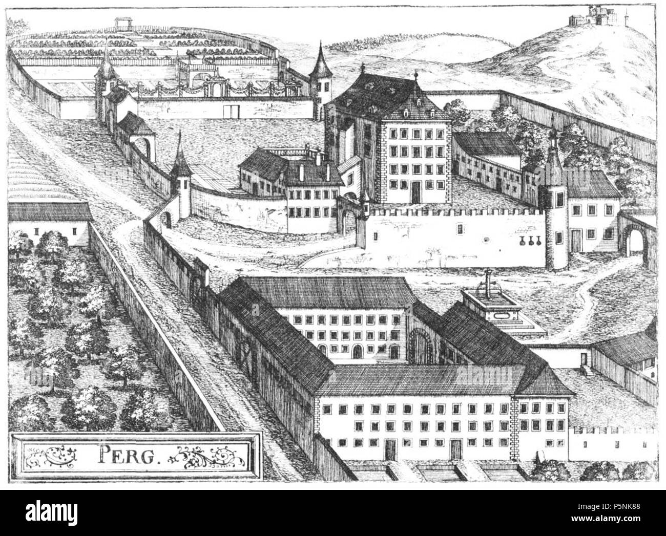 N/A. Deutsch: Schloss Berg bei Rohrbach nach einem Stich von Georg Matthäus Vischer von 1674 . 1674.   Georg Matthäus Vischer  (1628–1696)     Alternative names Georg Mathias Vischer  Description Austrian cartographer and engraver  Date of birth/death 22 April 1628 13 December 1696  Location of birth/death Wenns (Tirol, South Tyrol) Linz  Authority control  : Q86223 VIAF:2771891 ISNI:0000 0000 6659 9395 ULAN:500091493 NLA:35852058 Open Library:OL5243776A 190 Berg bei Rohrbach-neu Stock Photo