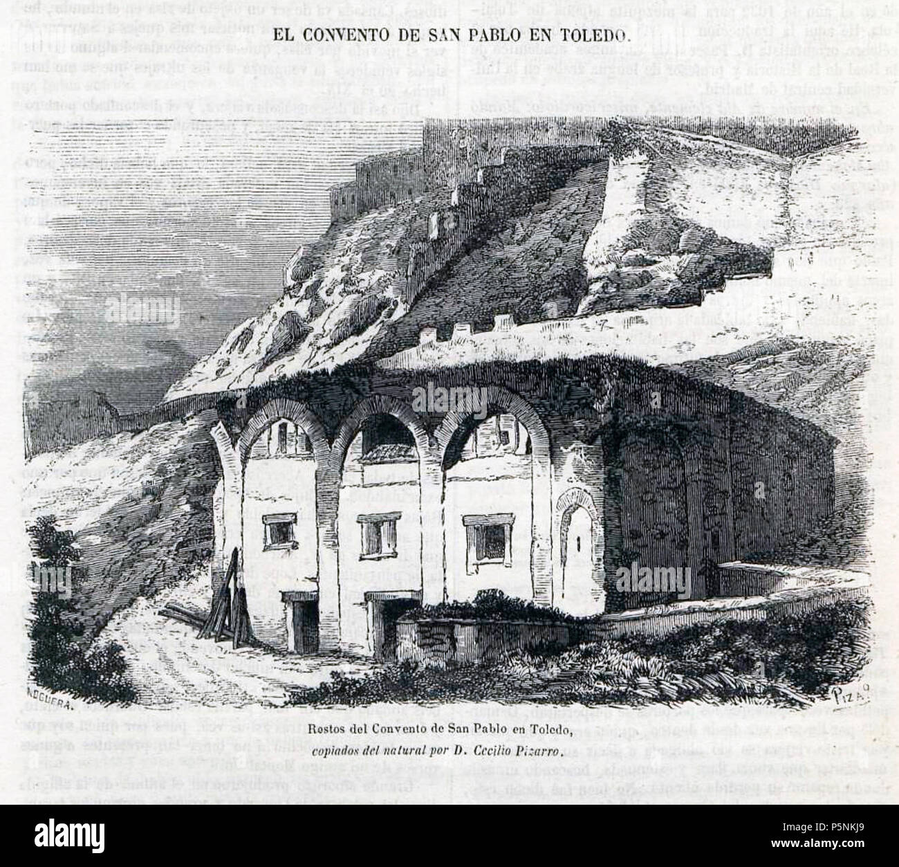 1857-06-14, Semanario Pintoresco Español, El convento de San Pablo en Toledo, Pizarro, Noguera. Stock Photo