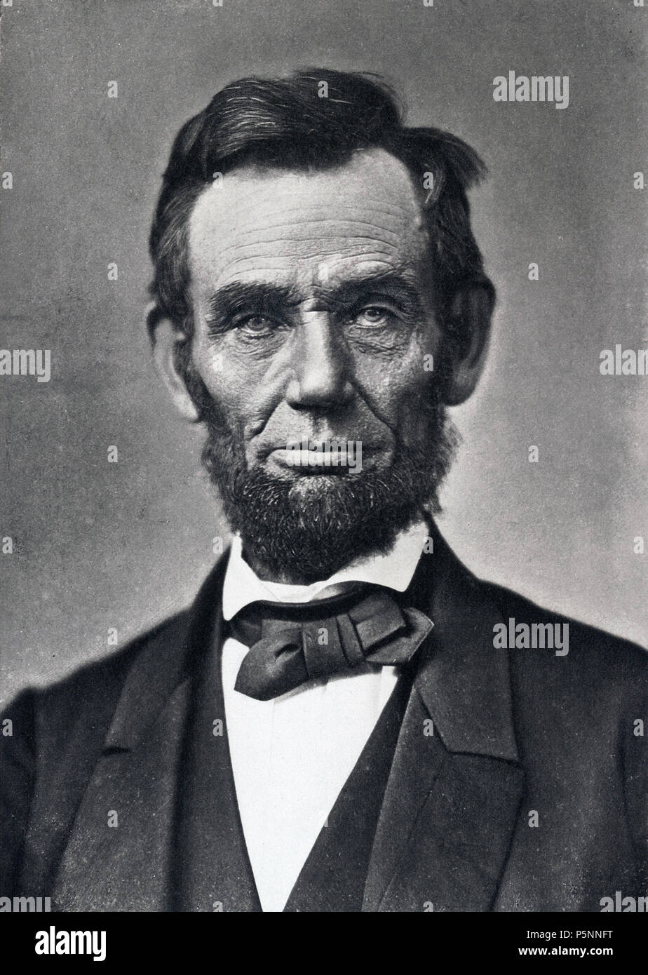 Abraham Lincoln . Scholars and enthusiasts alike believe this portrait of Abraham Lincoln, taken on November 8, 1863, eleven days before his famed Gettysburg Address, to be the best photograph of him ever taken. Lincoln’s character was notoriously difficult to capture in pictures, but Alexander Gardner’s close-up portrait, quite innovative in contrast to the typical full-length portrait style, comes closest to preserving the expressive contours of Lincoln’s face and his penetrating gaze. 8 November 1863. Moses P. Rice, possibly one of Gardner’s former assistants, copyrighted this portrait in t Stock Photo