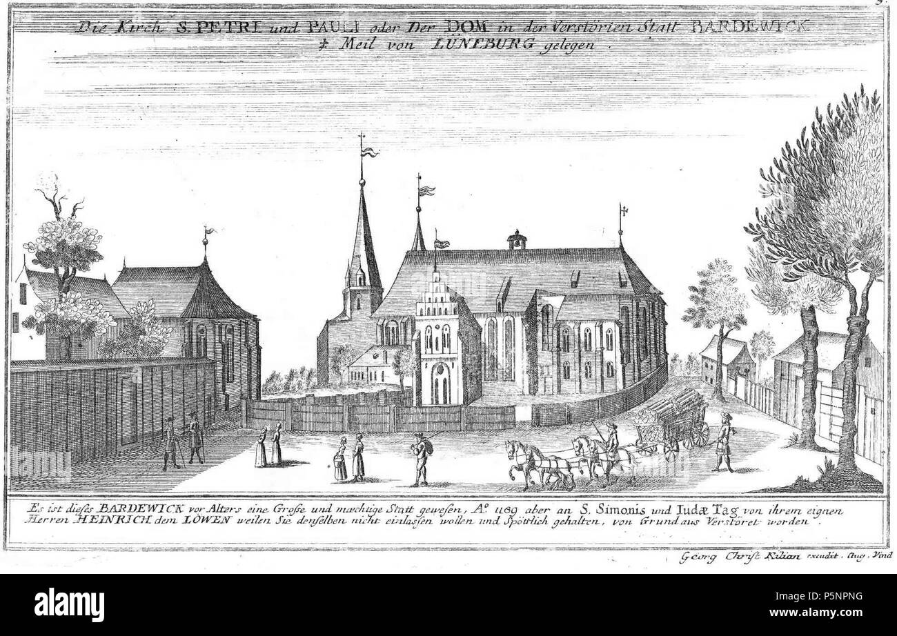 N/A. Deutsch: Bardowicker Dom 1720 English: Cathedral at Bardowick 1720 . 1720. Corrected: Kupferstich von Georg Christoph Kilian (1709-1781) Original uploader was Fifat, last amendment by 1000sassa 170 Bardowicker Dom 1720 Stock Photo