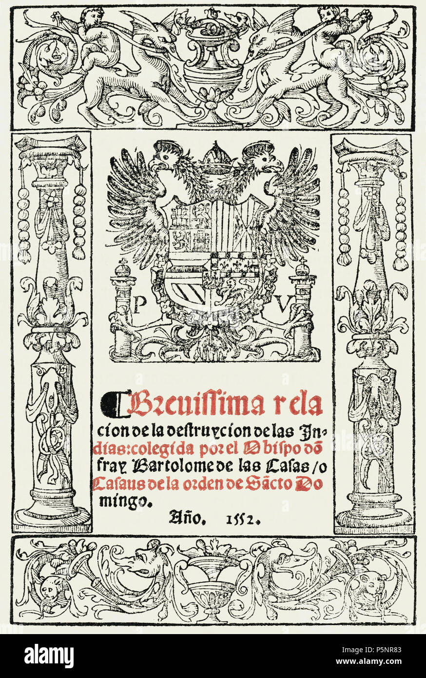 174 Bartolomé de las Casas (1552) Brevisima relación de la destrucción de  las Indias Stock Photo - Alamy