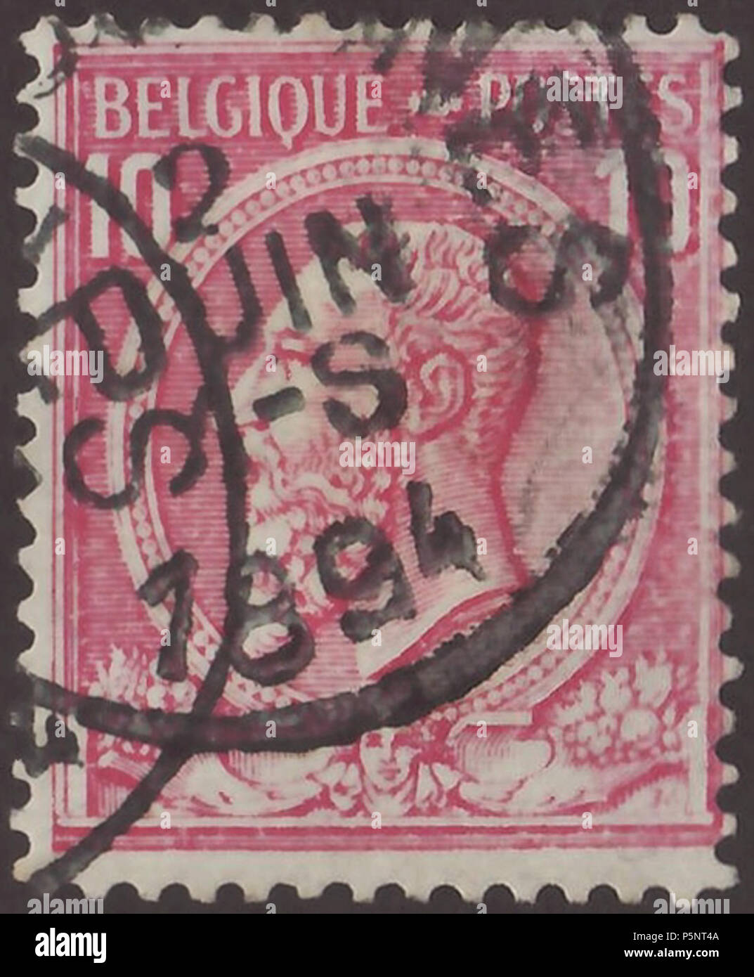 N A Stamp Of The Kingdom Of Belgium 14 Definitive Stamp Of The Issue Leopold Ii King Of The Belgians Side Portrait Of The King In Circle With View To Left Drawing With