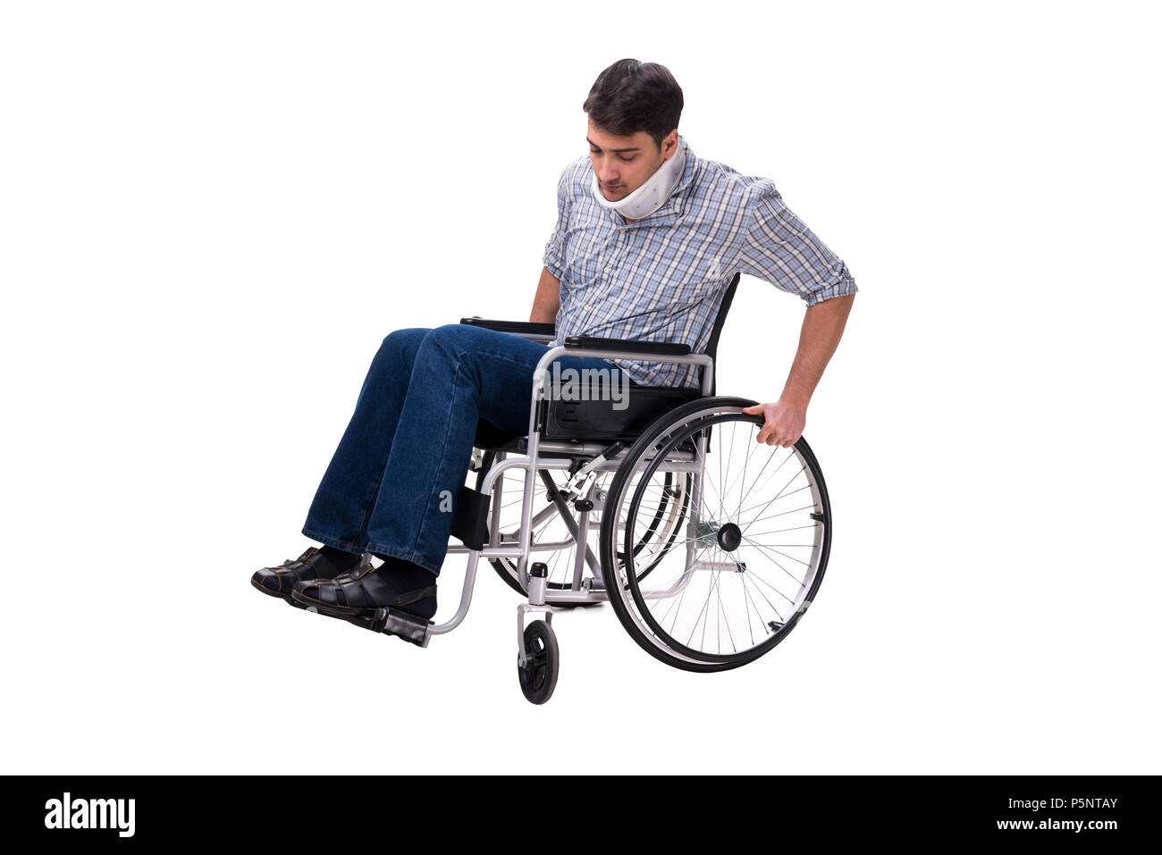 Man suffering from injury on wheelchair Stock Photo Alamy