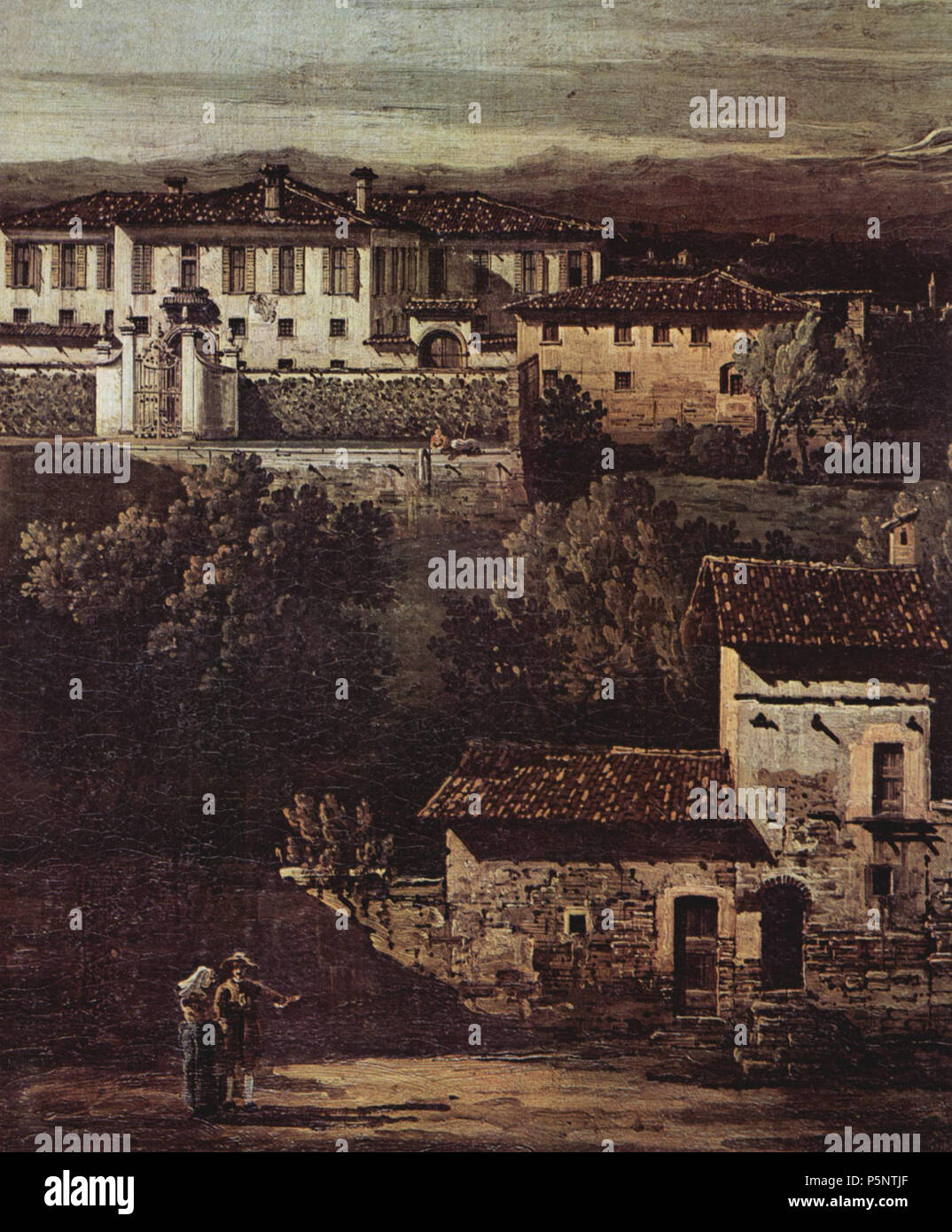 Deutsch: Das Dorf Gazzada, Blick von Süd-Ost auf die Villa Melzi d'Eril detail  1744. N/A 185 Canaletto (I) 051 Stock Photo